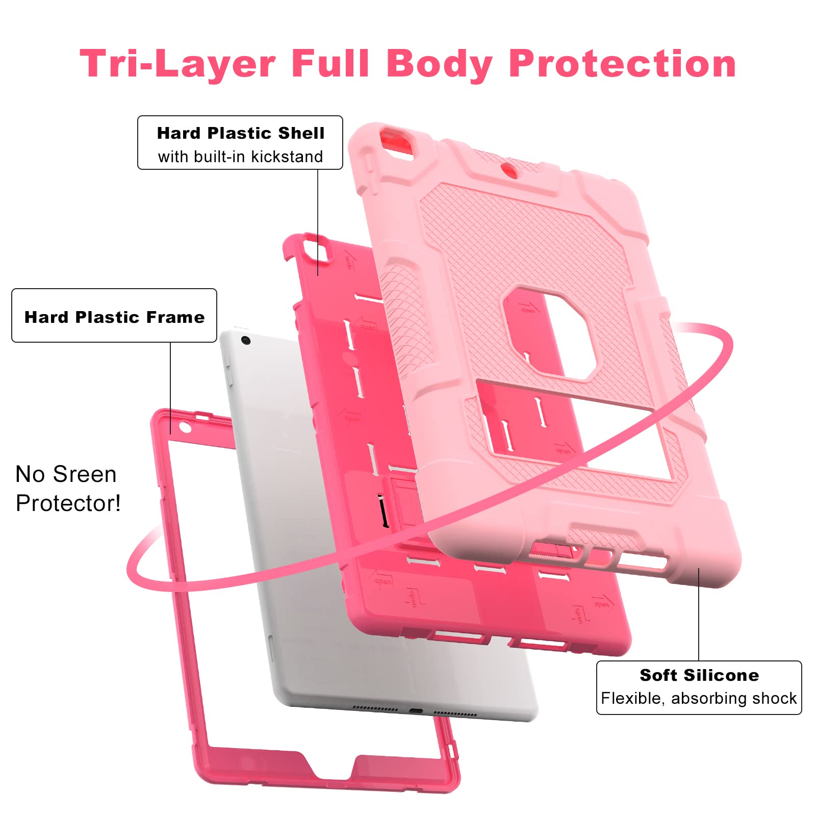Timism For 9Th Generation Case, For 8Th/7Th Generation Case, For 10.2 2021/2020/2019 Case With Kickstand, Heavy Duty Shockproof