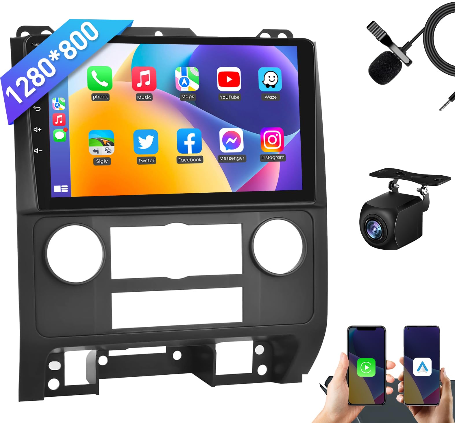 5Gwifi Android 13 Car Radio Stereo For Ford Escape 2007 2012 With Carplay & Android Auto, 9 Inch 1280 * 800 Touchscreen Support