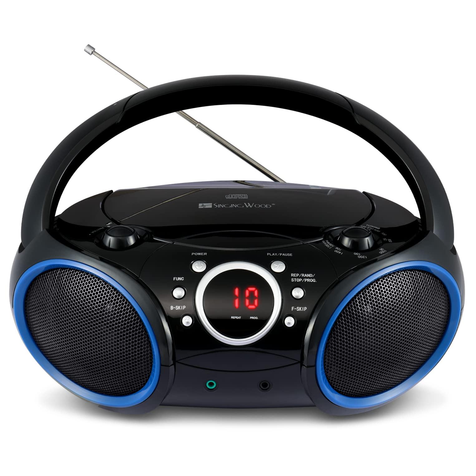 Singing Wood 030C Portable Cd Player Boombox With Am Fm Stereo Radio, Aux Line In, Headphone Jack, Supported Ac Or Battery Power