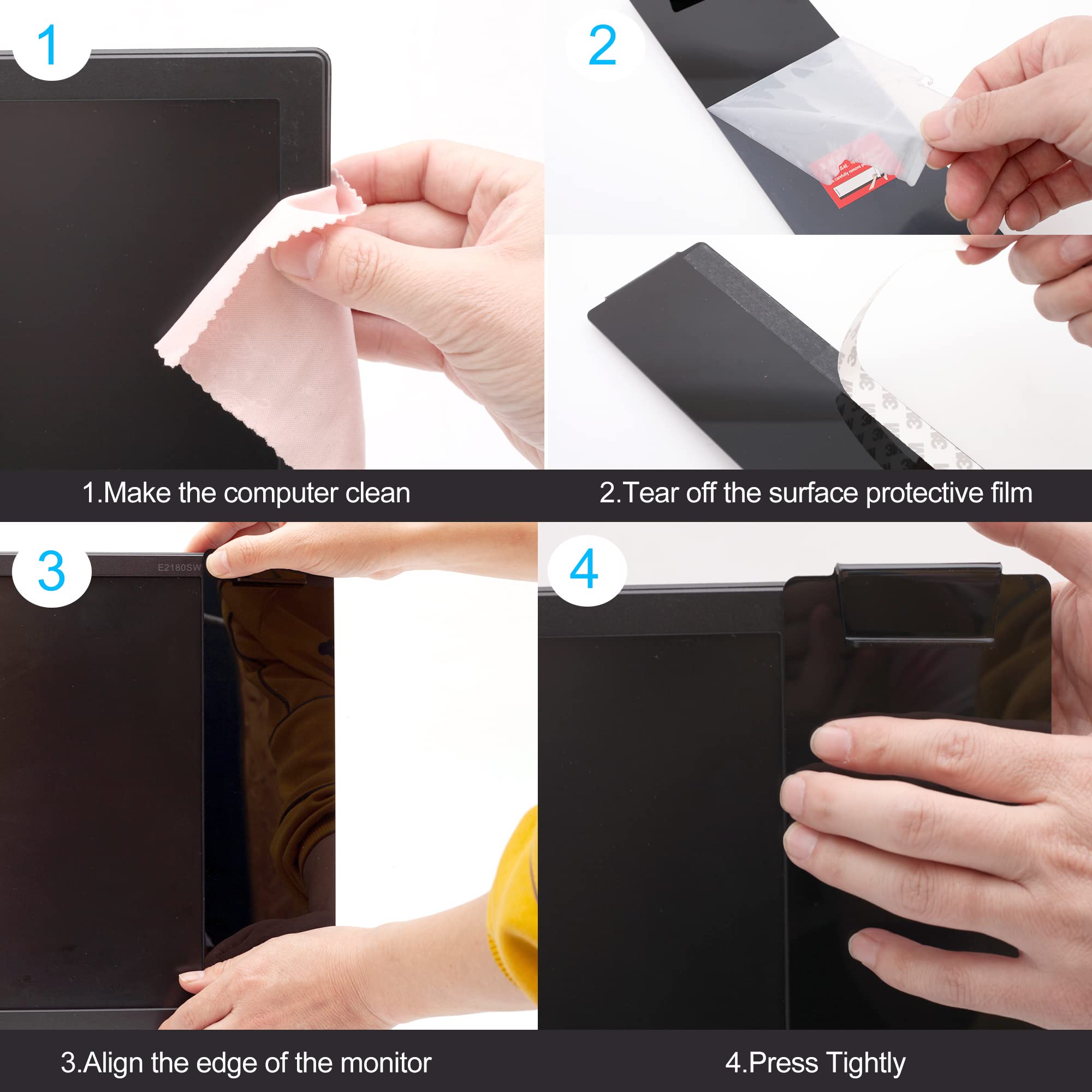 Yocoolfun 2 Pieces Black Computer Monitor Memo Board With Clip,Computer Monitor Sticky Note Holder Monitor Message Board With Ph