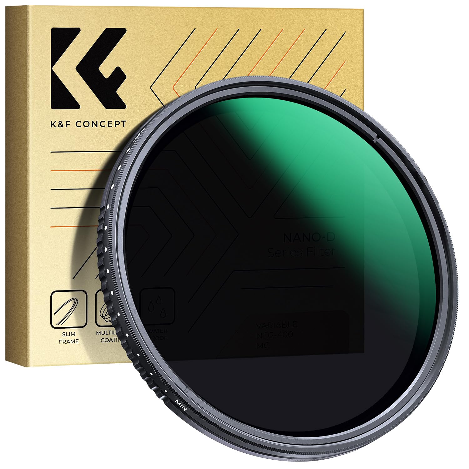 K&F Concept 49Mm Variable Nd2 400 Nd Lens Filter Waterproof 1 9 Stops Adjustable Ultra Thin Camera Lens Nd Filter With 24 Multi 