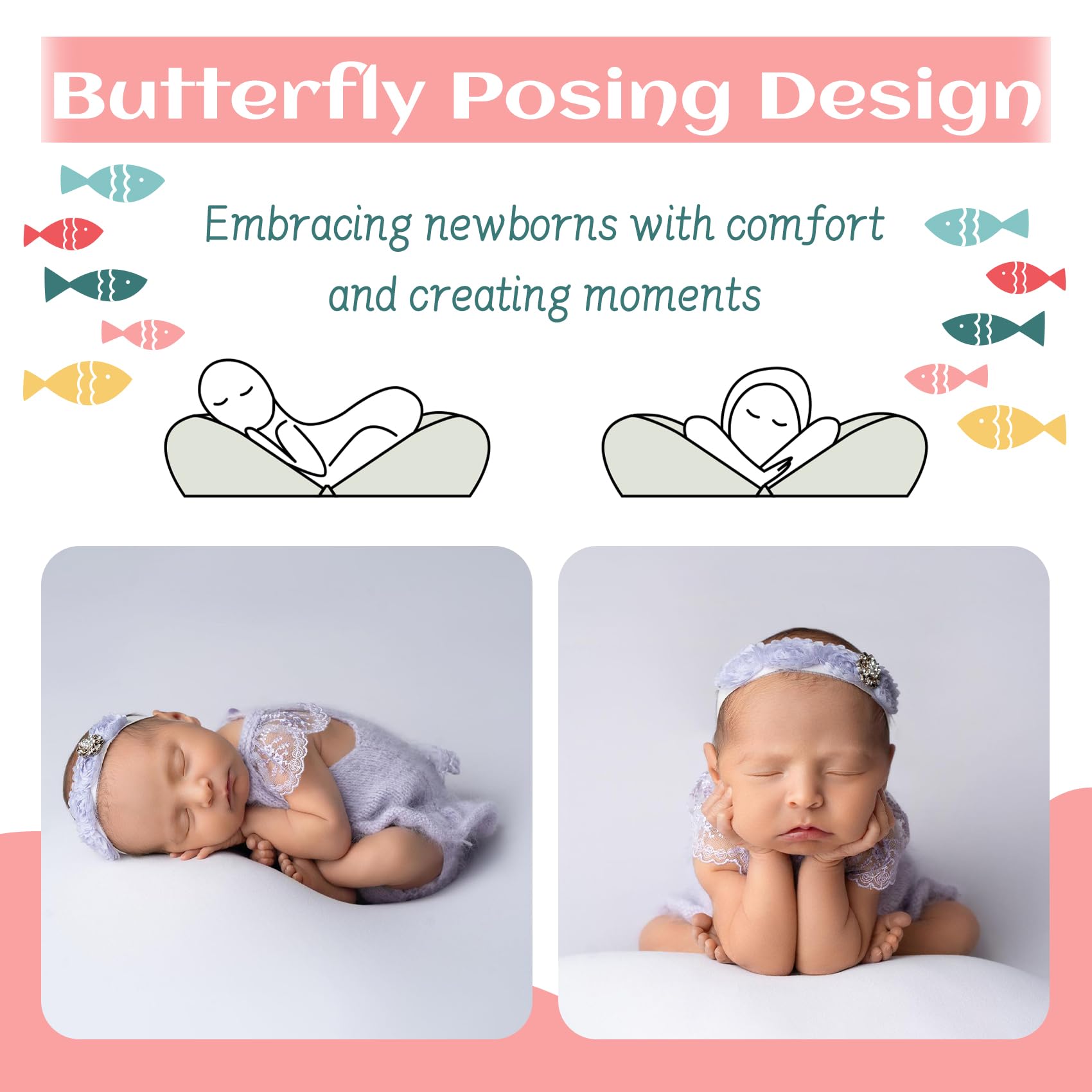 2Pc Newborn Photography Butterfly Posing Pillow Basket Filler & Positioner For Babies Diy Newborn Professional Photography Prop