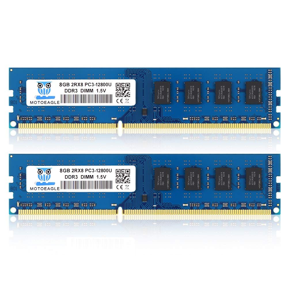 Motoeagle 16Gb (2X8Gb) Pc3 12800U Ddr3 1600 Udimm Ram 2Rx8 Dimm Ddr3 8Gb 1600Mhz Pc3 12800 Sdram 240 Pin 1.5V Cl11 Non Ecc Deskt