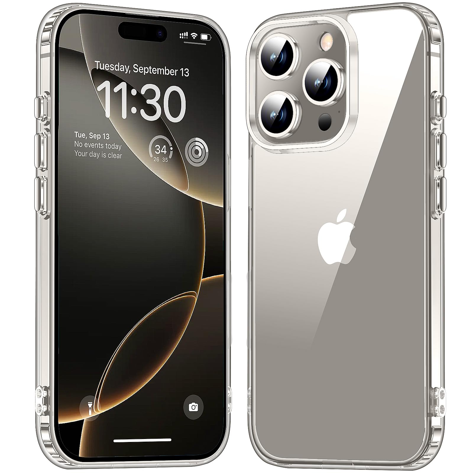 Mozoter For Iphone 16 Pro Case Clear,[Anti Yellowing] [Non Slip] Shockproof Bumper Phone Cover,Slim Thin Cute Case For Iphone 16