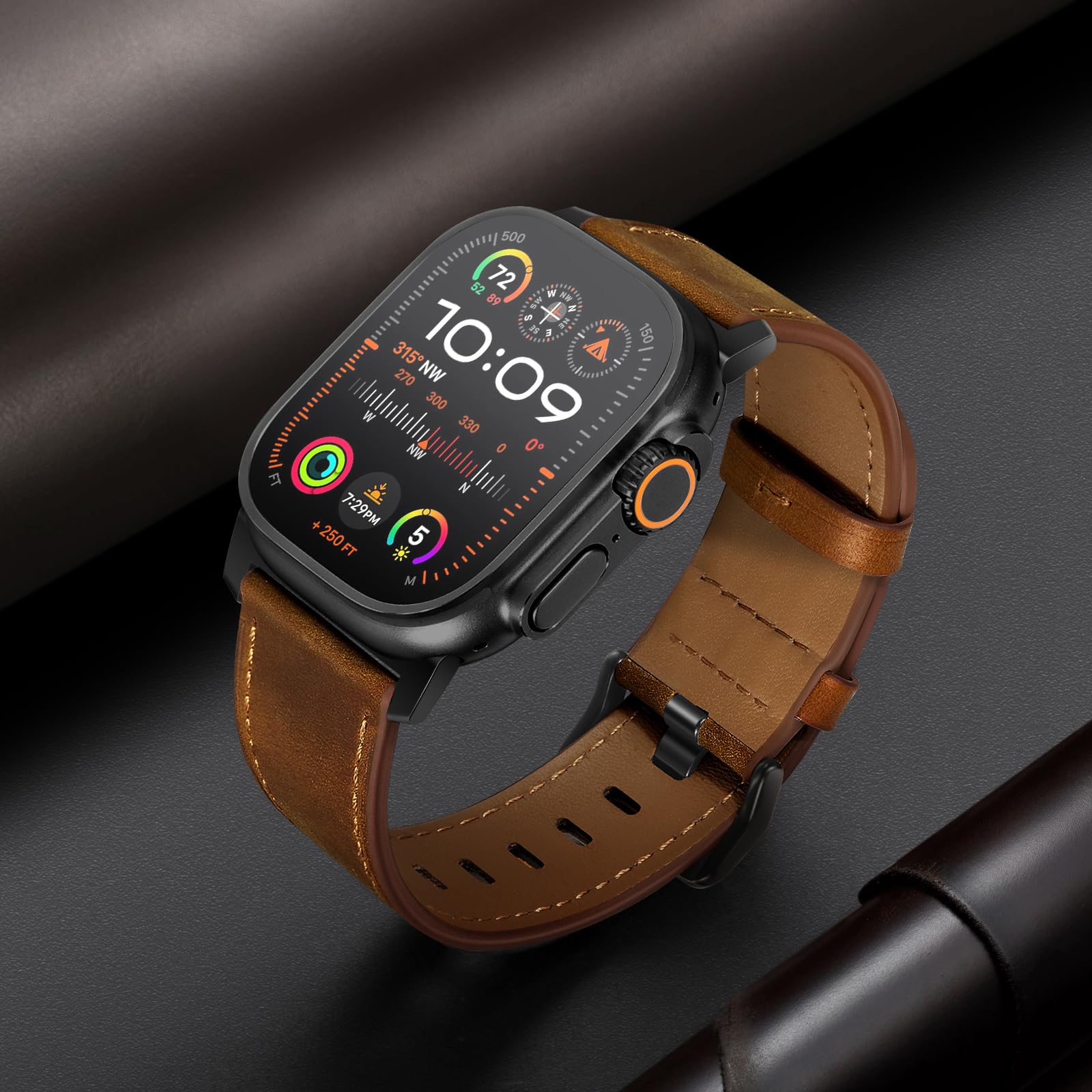 Uupwpokt Compatible With Apple Watch Band 42Mm 41Mm 40Mm 38Mm Men Women, Top Grain Genuine Leather Band Strap For Iwatch Series