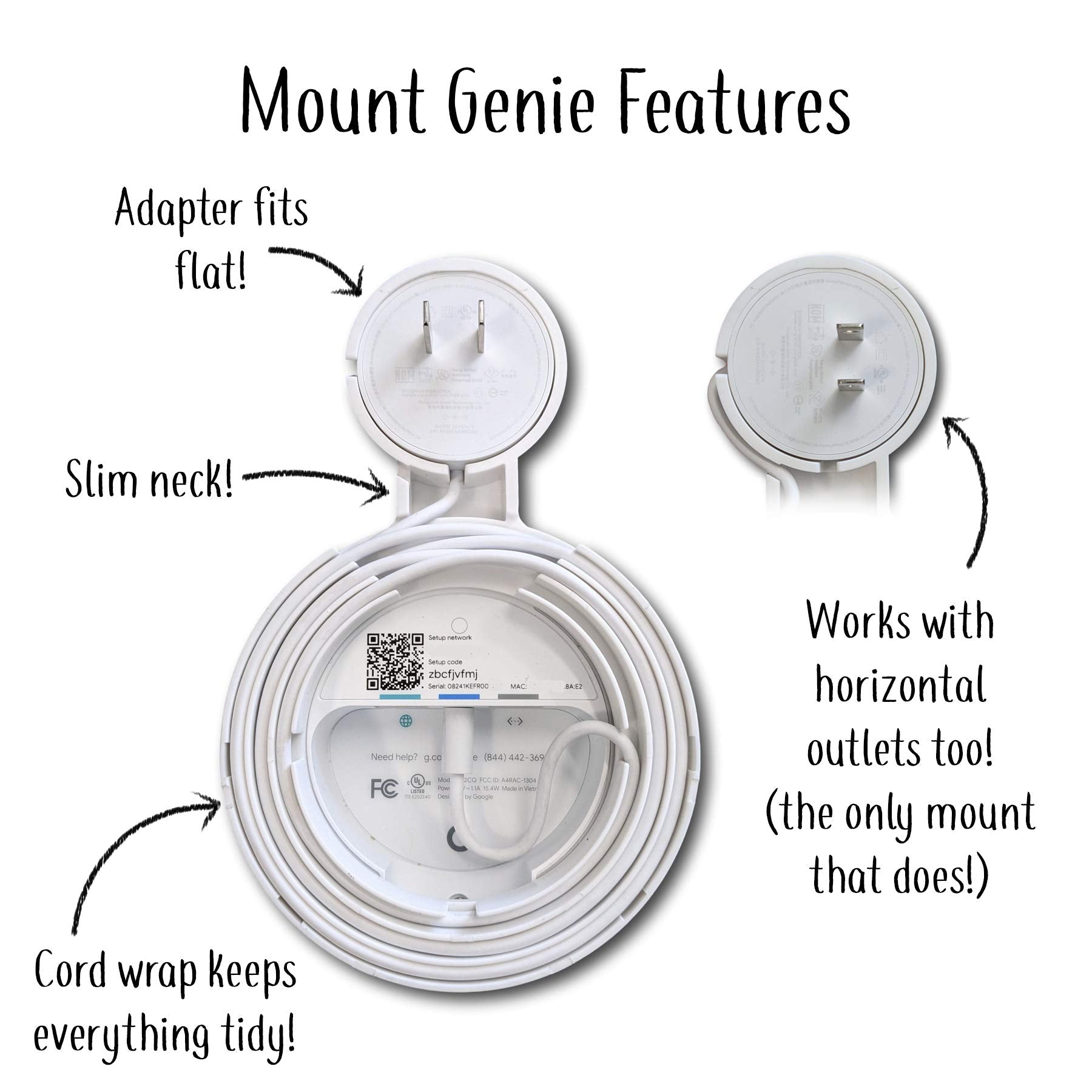 Google Wifi Outlet Holder Mount: [New 2020 � Present Version � Round Plug] The Simplest Wall Mount Holder Stand Bracket For Google Wifi Routers And Beacons   No Messy Screws! (1 Pack)