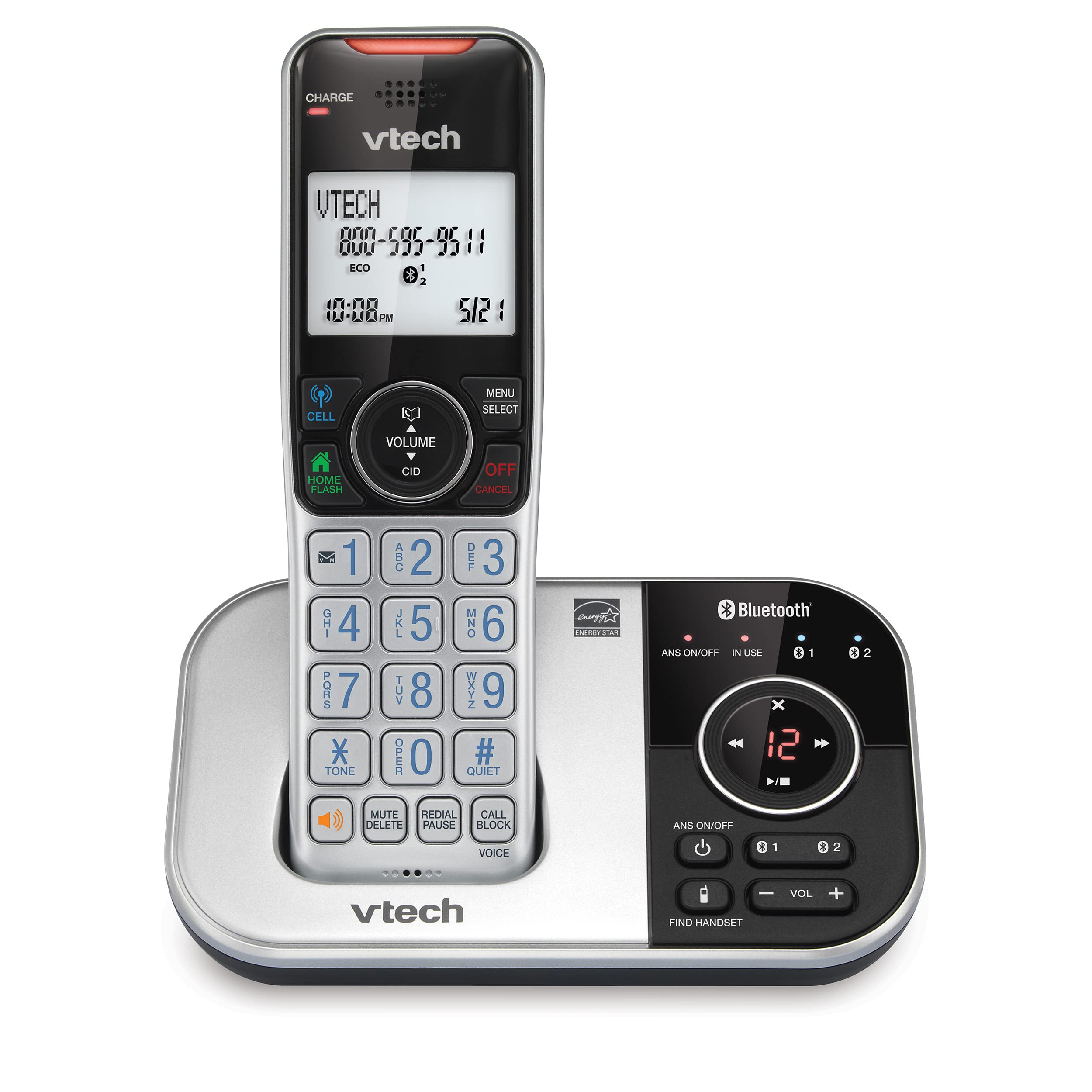 Vtech Accessory Handset With Bluetooth Connect To Cell And Smart Call Blocker, Vs1120 (Silver & Black)