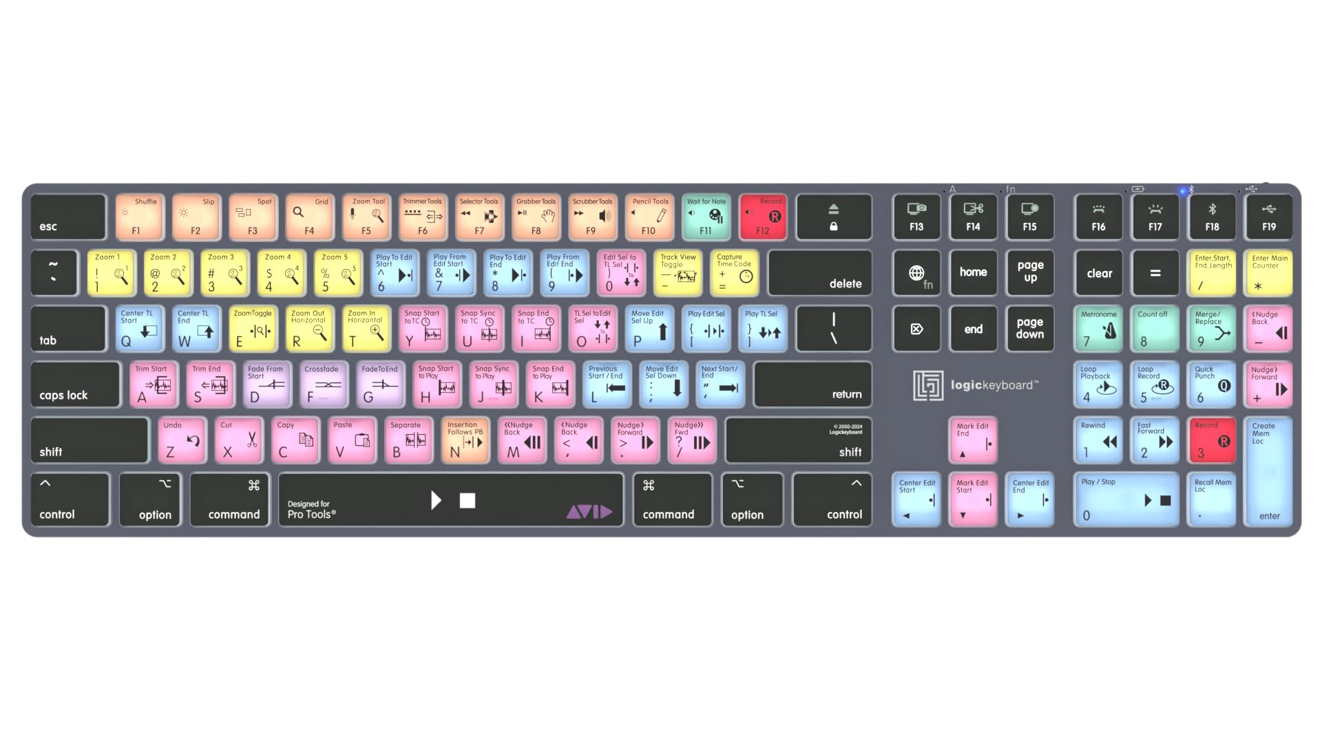 Logickeyboard Titan Wireless Backlit Designed for Composing in Avid Pro Tools on Mac  p/n LKB-PT-TM-US