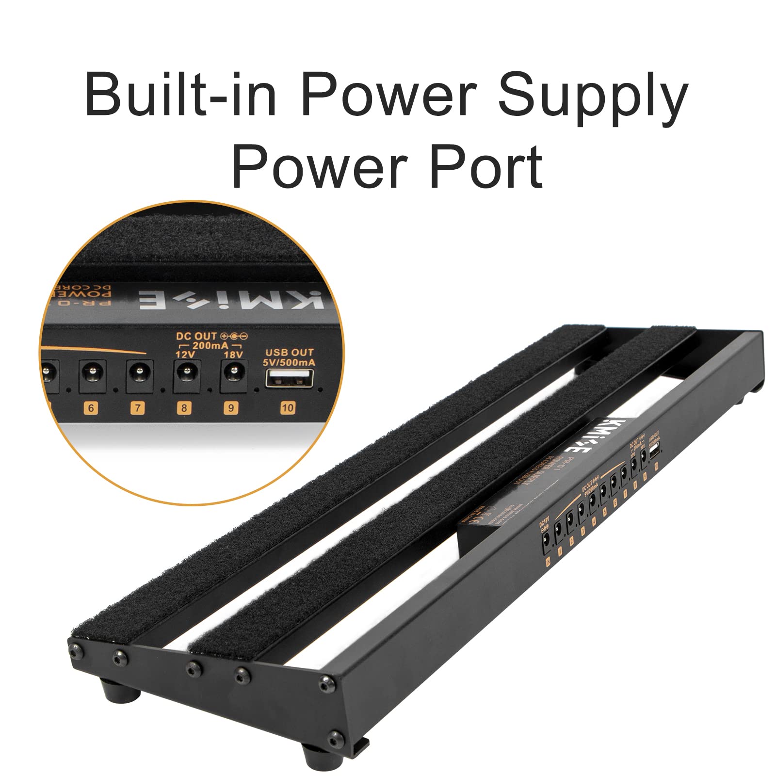 Guitar Pedalboard With Built In Power Supply Pedal Board Aluminium Alloy 1.8Lb Lightweight Pedal Board 19X5 Inch Black Pedal Boa