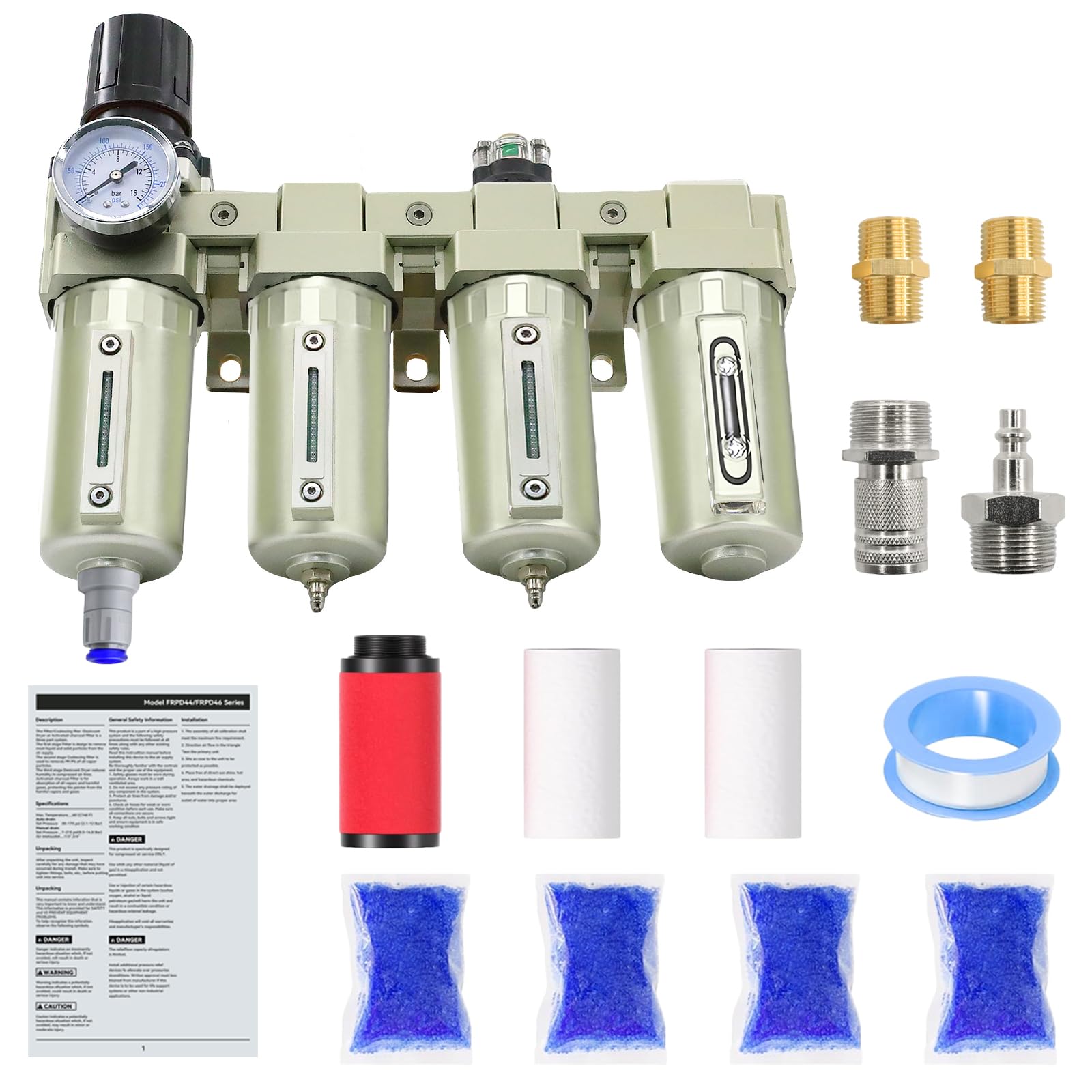 3/4 NPT Industrial Grade 4 Stage Air-Dryer-for-Compressor, Air-Compressor-Water-Separator-System for Plasma Cutter and Paint Spr