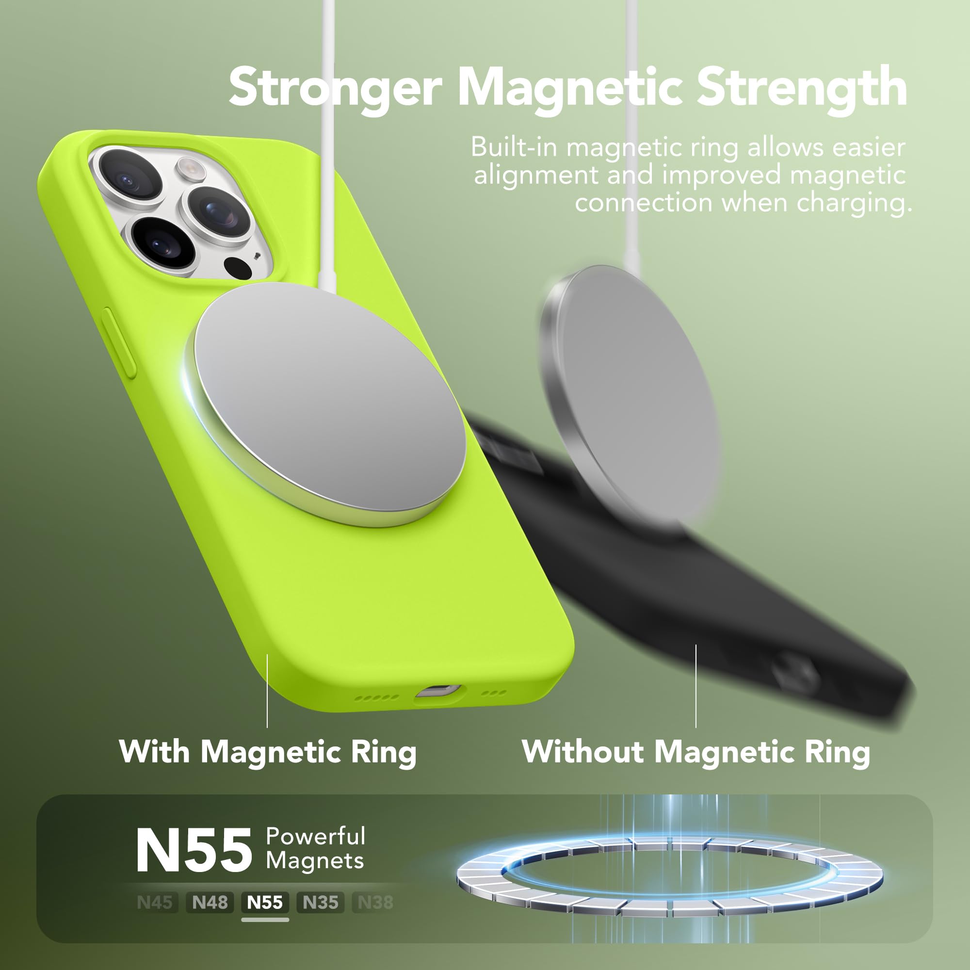 Gonez For Iphone 15 Pro Max Case Silicone, Compatible With Magsafe, 2X Camera Protector + 2X Screen Protector, Anti Scratch Micr