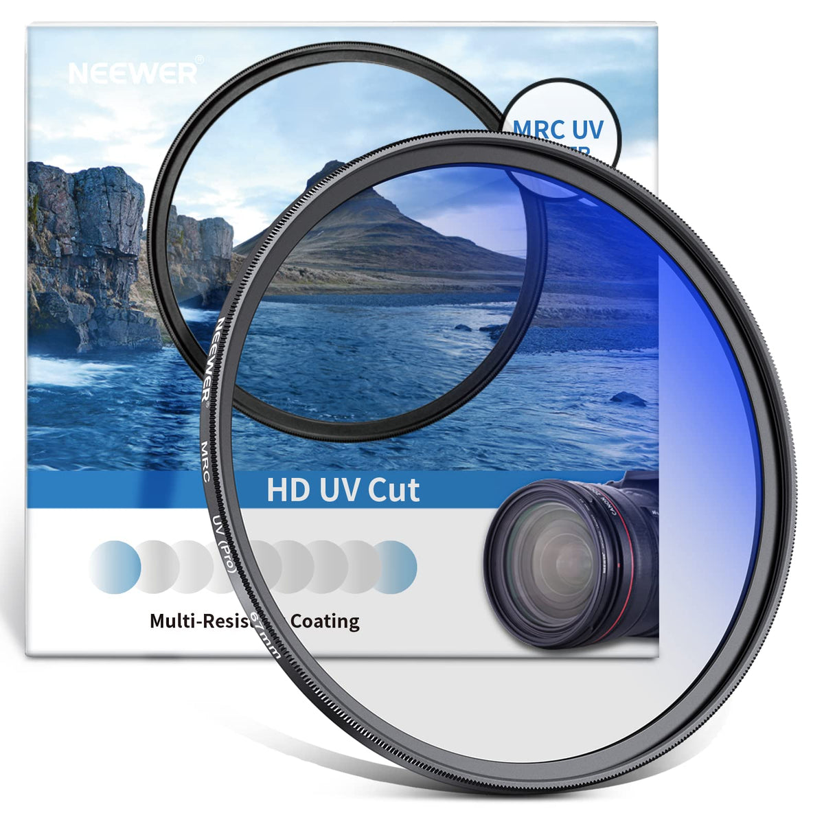 Neewer 67Mm Mrc Uv Protection Filter 30 Layers Nano Multi-Resistant Coatings/Hd Optical Glass/Water Repellent/Scratch Resistant/