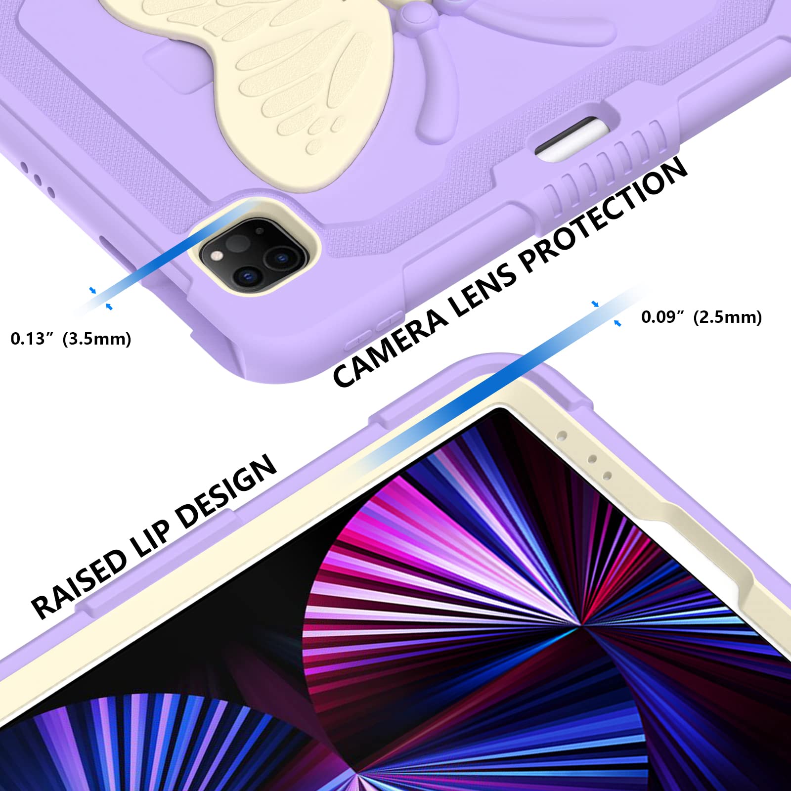 Hogenl For Ipad Pro 11 Inch Case For Kids Girl With Pencil Holder, For Ipad Air 5Th/4Th Generation Case 10.9'' With Butterfly St