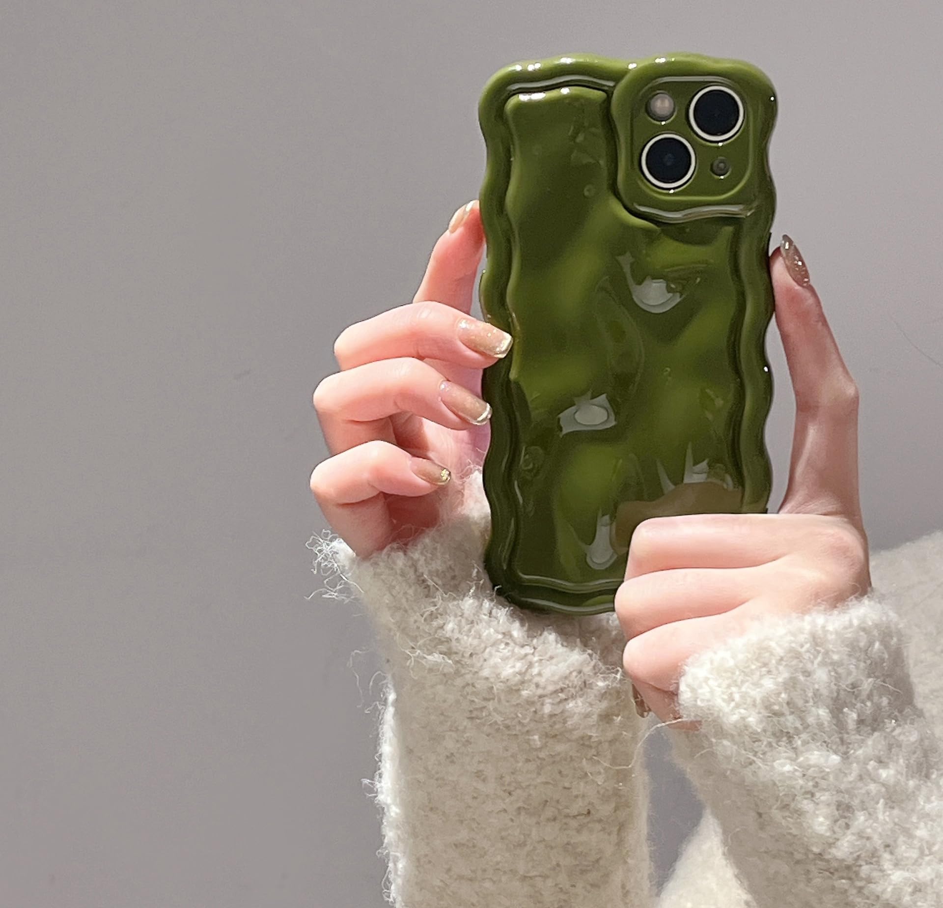 Fabspark Case For Iphone 14 Pro Max,Cute 3D Solid Color Meteorite Bubble Water Ripple Curly Wavy Frame Case,Soft Tpu Shockproof