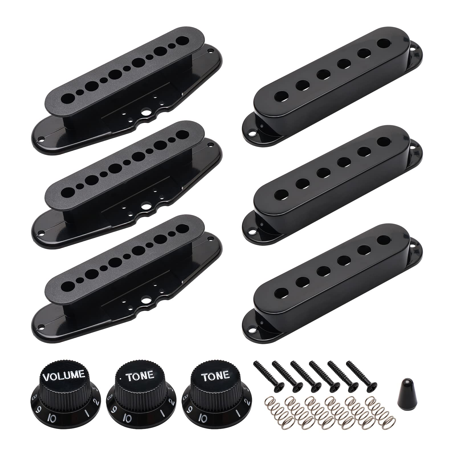 48Mm 50Mm 52Mm Single Coil Black Pickup Cover One Volume Two Tone Knobs With Switch Cap Kit For St Sq Electric Guitar