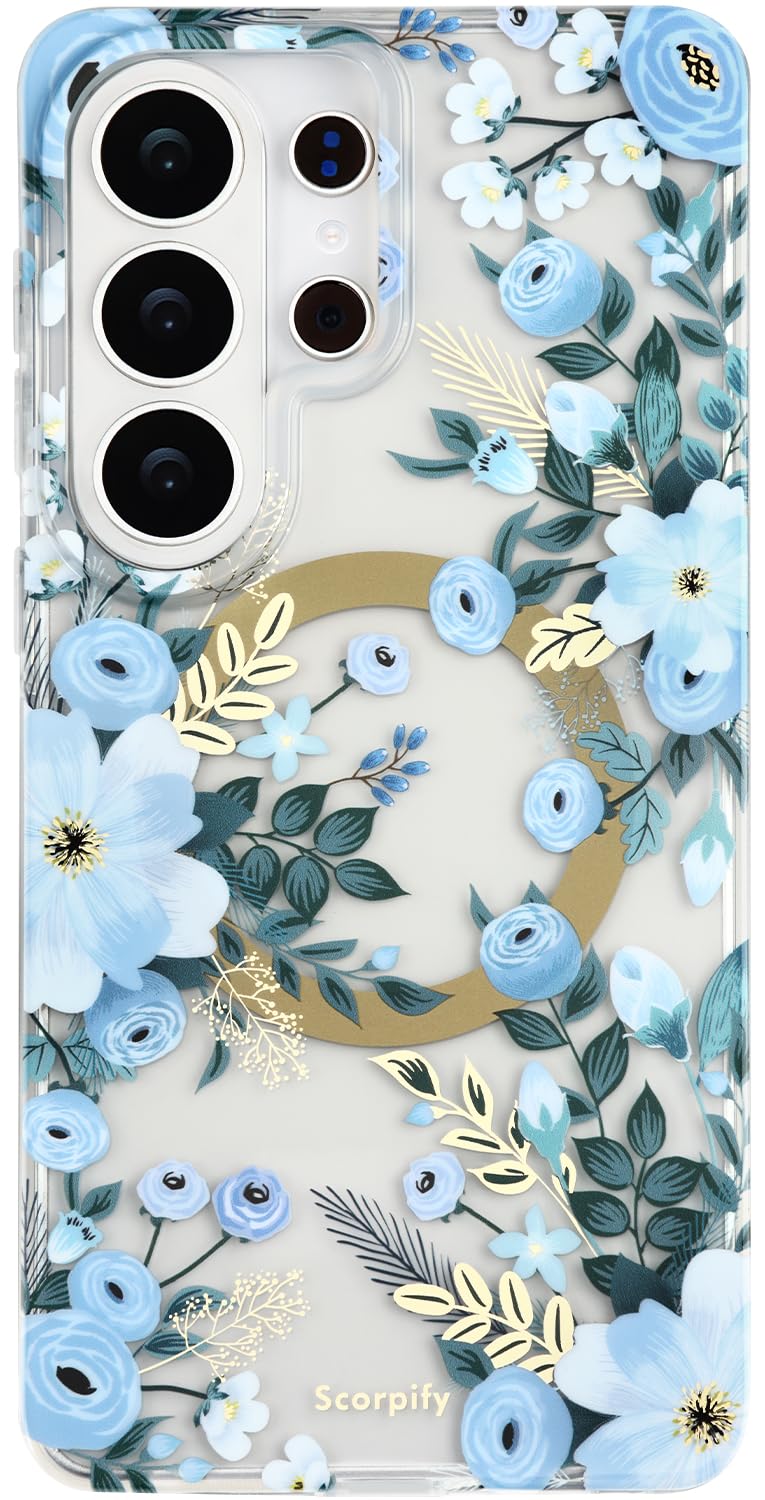 SCORPIFY Compatible with Samsung Galaxy S26 Ultra Case [Compatible with MagSafe] for Blue Nemophila Floral Design, Cute Magnetic