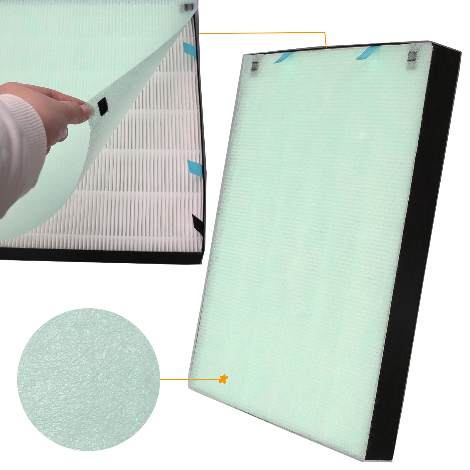 Replacement 400 Filter For Bissell Air400 2521 Pre Filter, 2520 Active Carbon Filter, Filter With 1 Carbon Filter, Compared To P