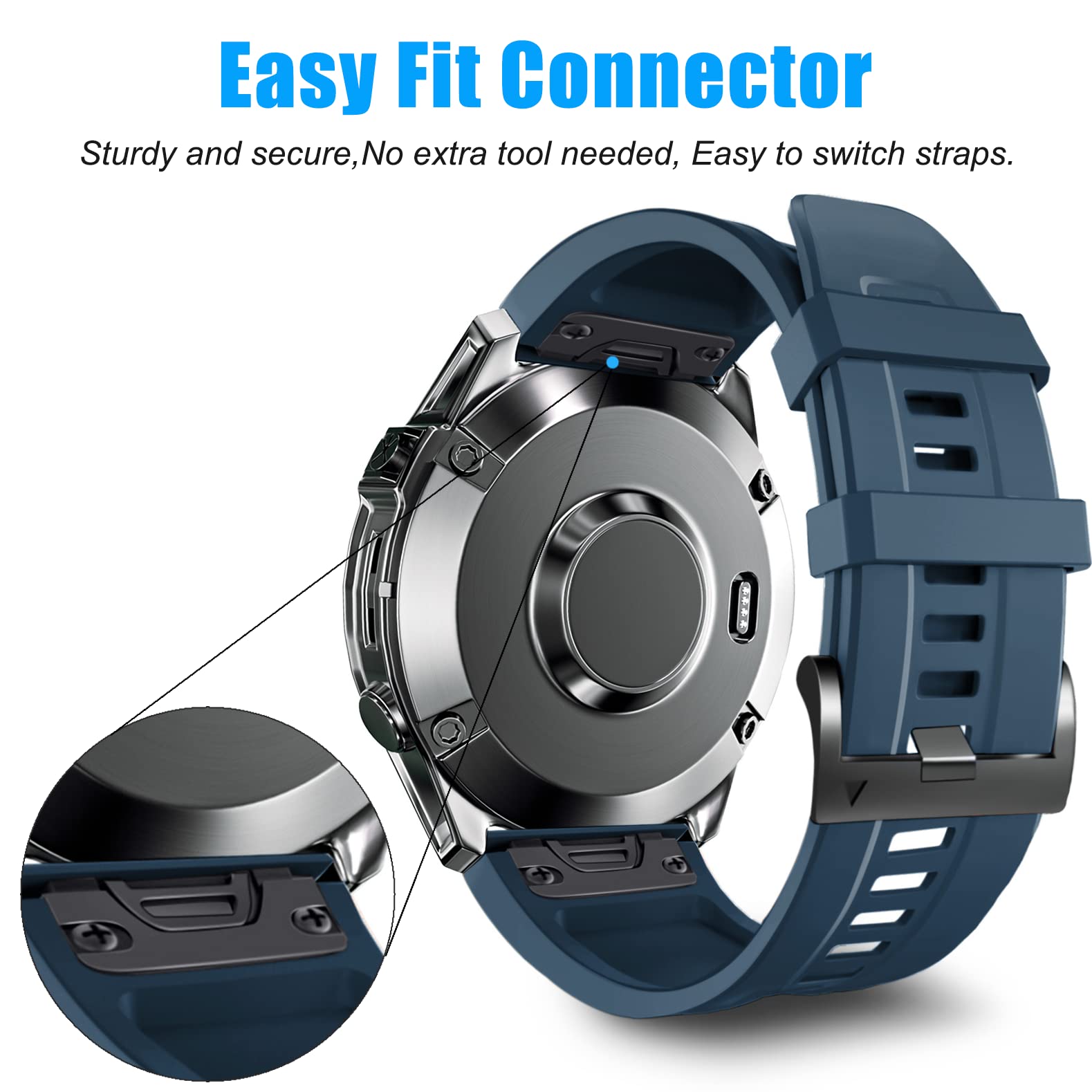 Zpjpplx Compatible With Garmin Fenix 6/6 Pro Silicone Wrist Strap,22Mm Quickfit Watch Band For Garmin Fenix 7/7 Pro/5 Plus/5/For