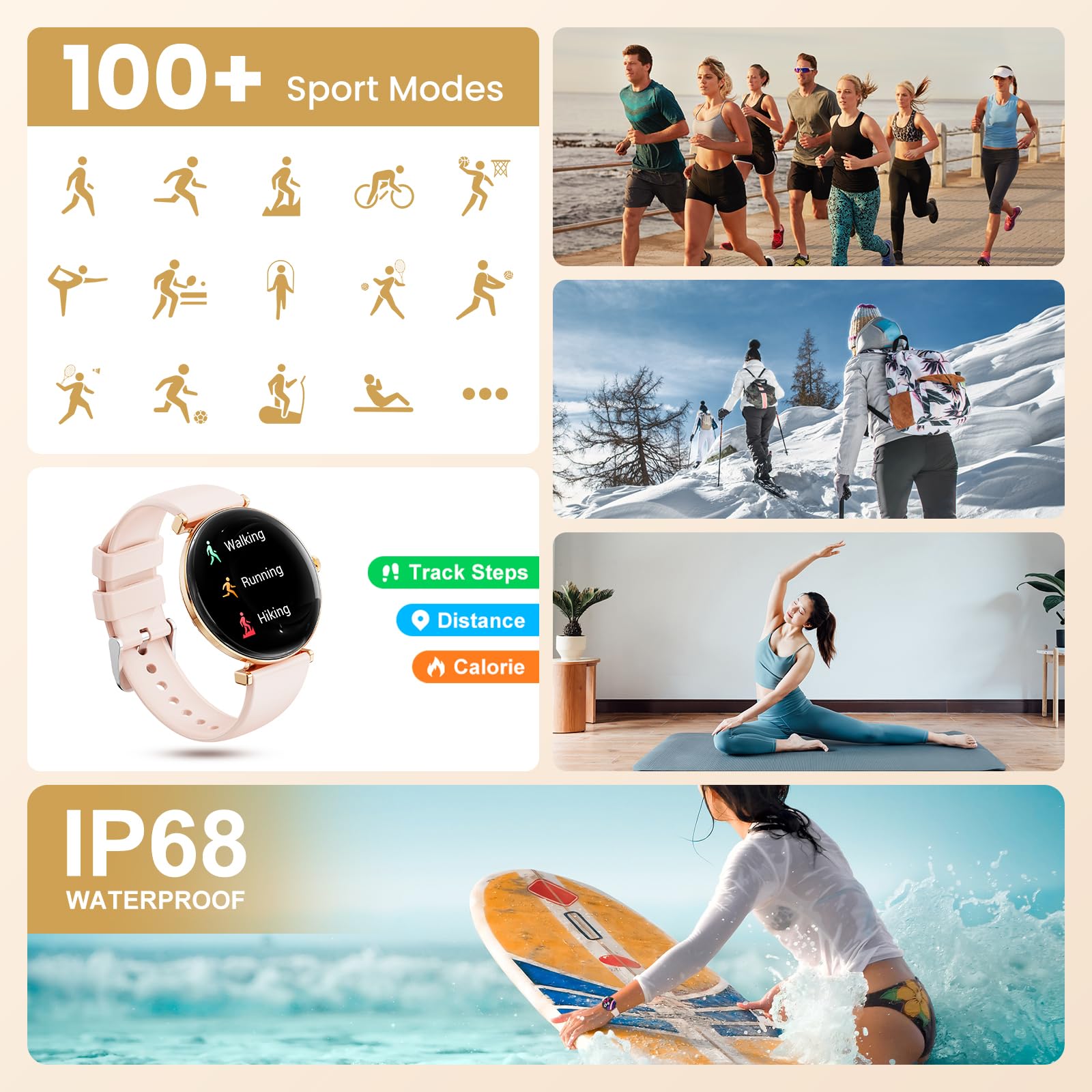 Hwagol Smart Watches For Women Android & Ios Compatible[Calls/Answer/Metal Slim] 1.43 Micro-Spherical Amoled Screen,Ip68 Waterpr