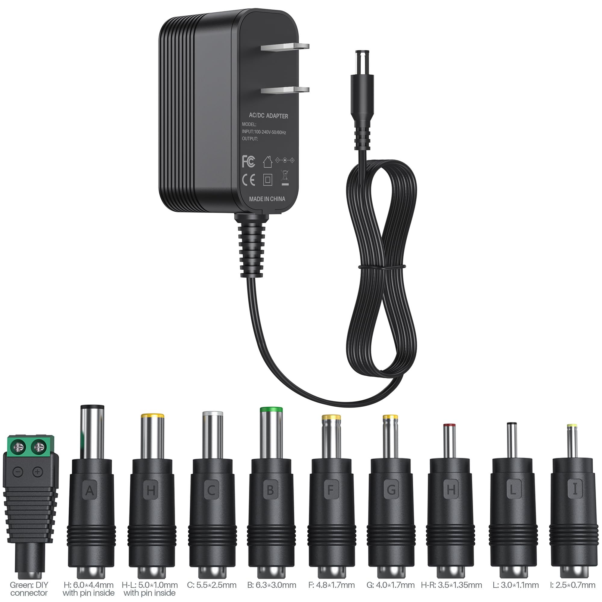 14V Dc Power Supply 14V Power Cord Universal Power Adapter 14V 1A Charger With 10 Interchangeable Jacks For 100Ma 200Ma 300Ma 40