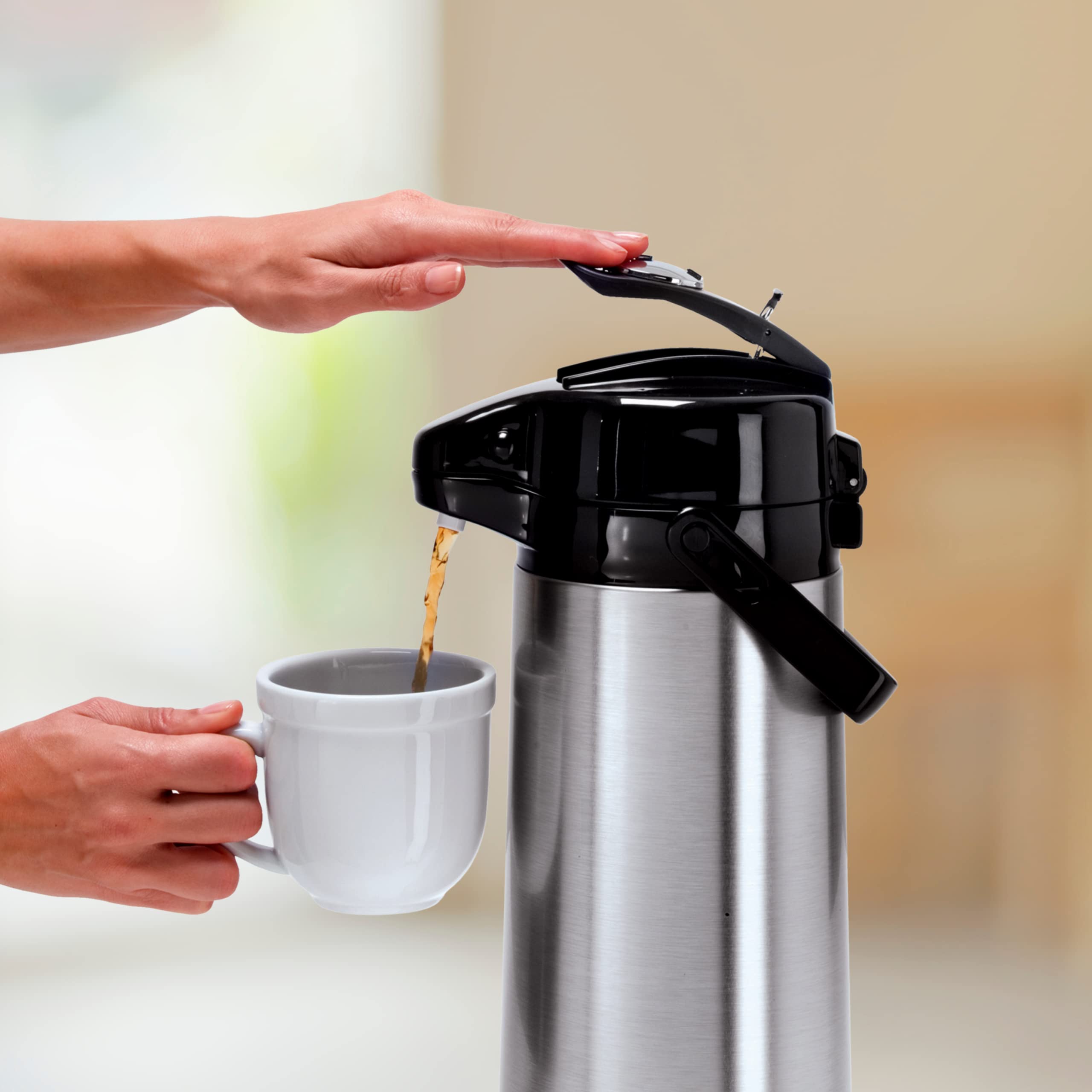 Oggi Pumpmaster 64Oz Stainless Steel Carafe W/Lever Action Pump  Vacuum Container, Thermal Coffee Carafe, Insulated Coffee Caraf