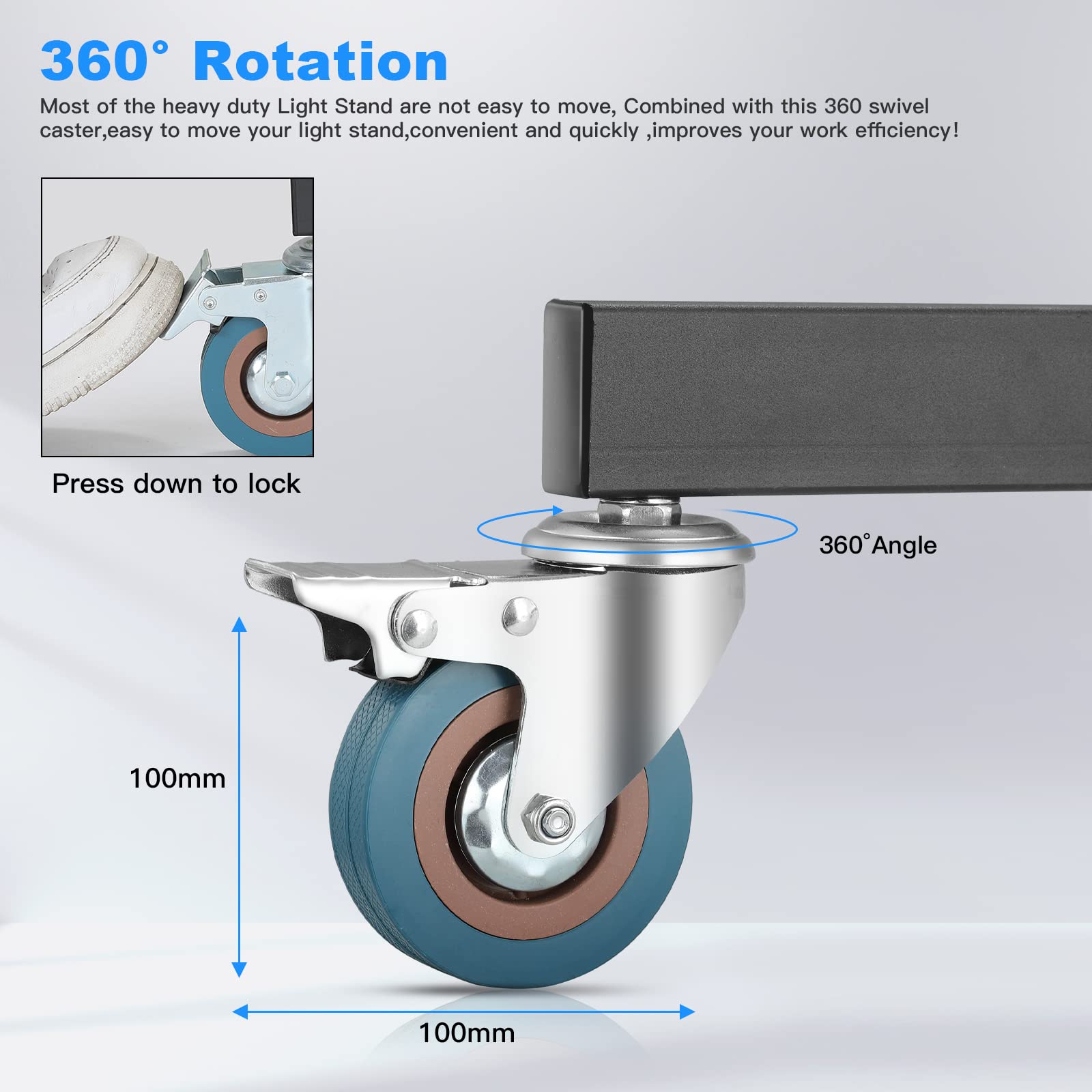 Soonpho 24 31.9'' Removable Foldable Floor Light Stand,Professional Wheeled Light Stand For Studio Flash,Monolight,Low Angle/Tab