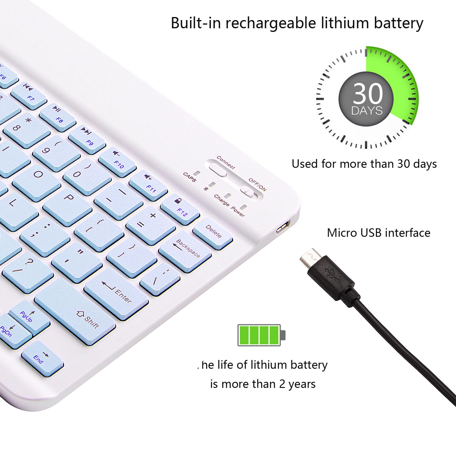 Ultra Slim Bluetooth Keyboard Portable Mini Wireless Keyboard Rechargeable For Apple Ipad Iphone Samsung Tablet Phone Smartphone