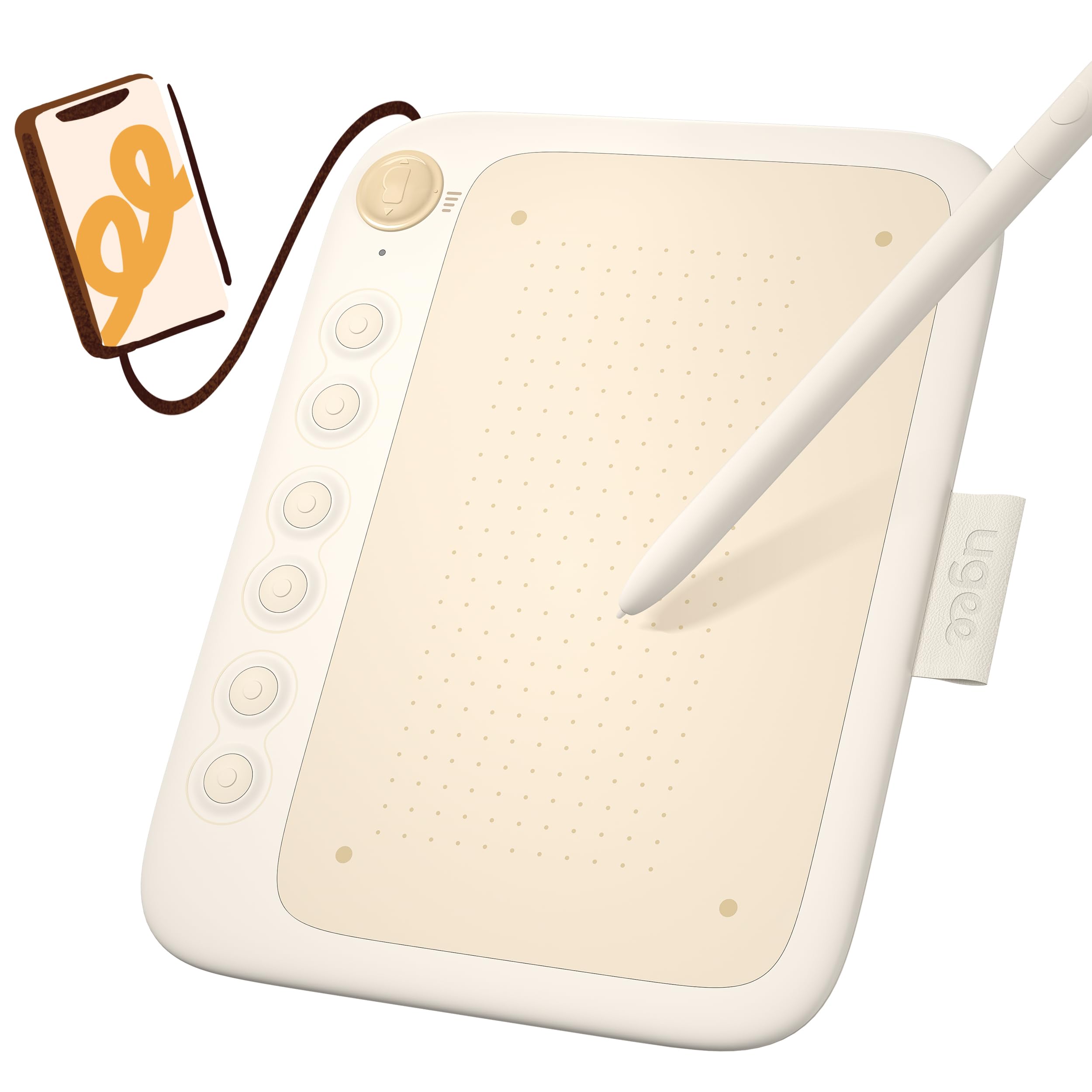 Ugee Q6 Drawing Tablet For Android Phone, Graphic Tablet With 6Hot Keys, 6.5   X4    Portable Writing Tablet Adjustable Drawing 