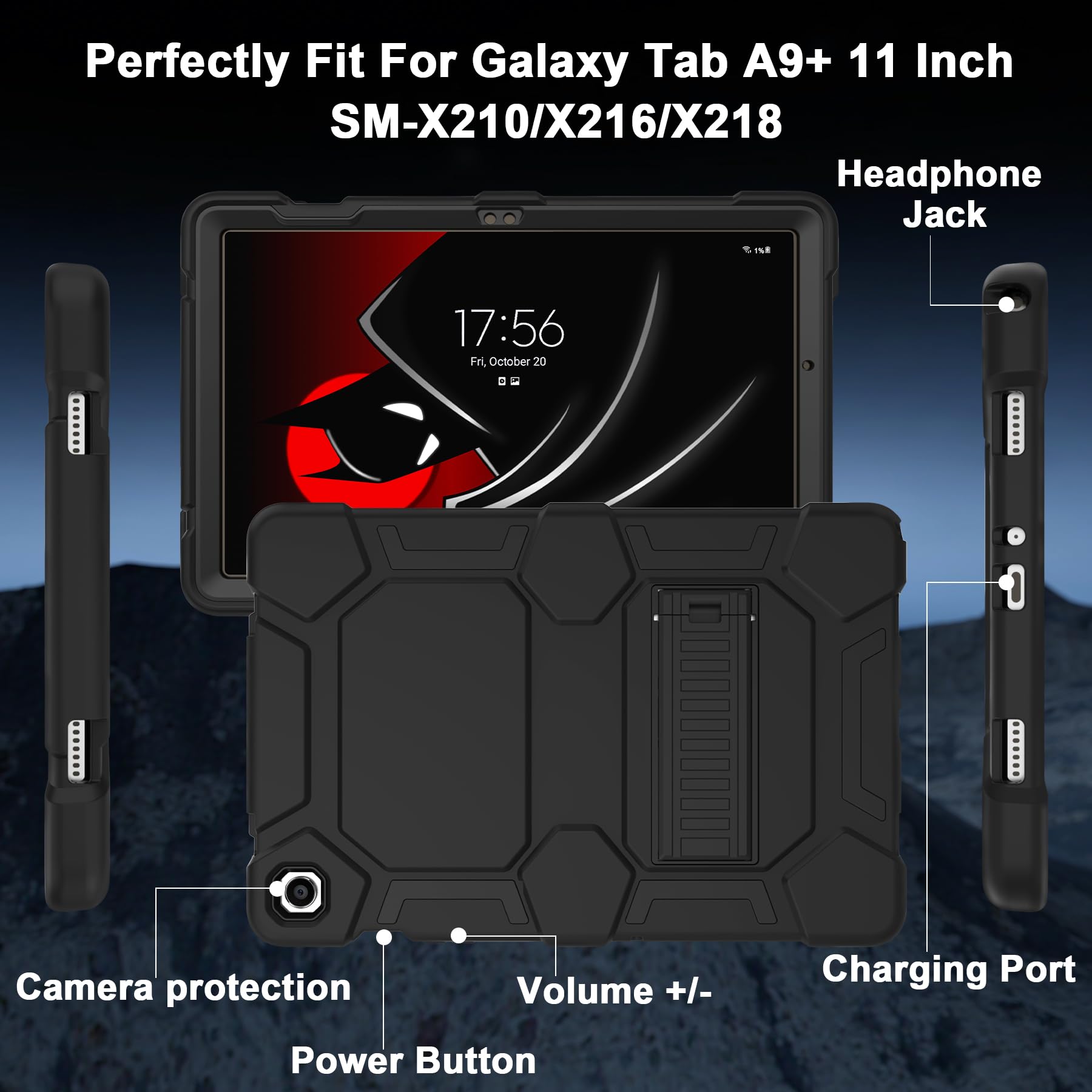 Ccmao Case For Samsung Galaxy Tab A9+/A9 Plus 11'' 2024 Model (Sm X210/X216/X218), Complete Protection Heavy Duty Shockproof Rug