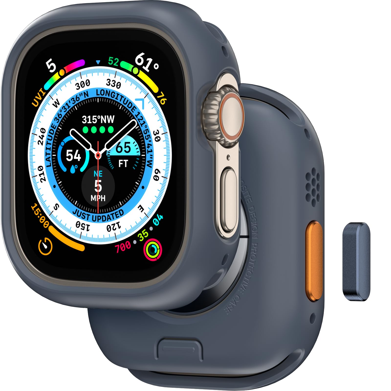 MAGEASY Protective Case for 49mm Apple Watch Ultra 3, Apple Watch Ultra 2 | Shockproof Silicone Bumper, Skin - Storm Blue