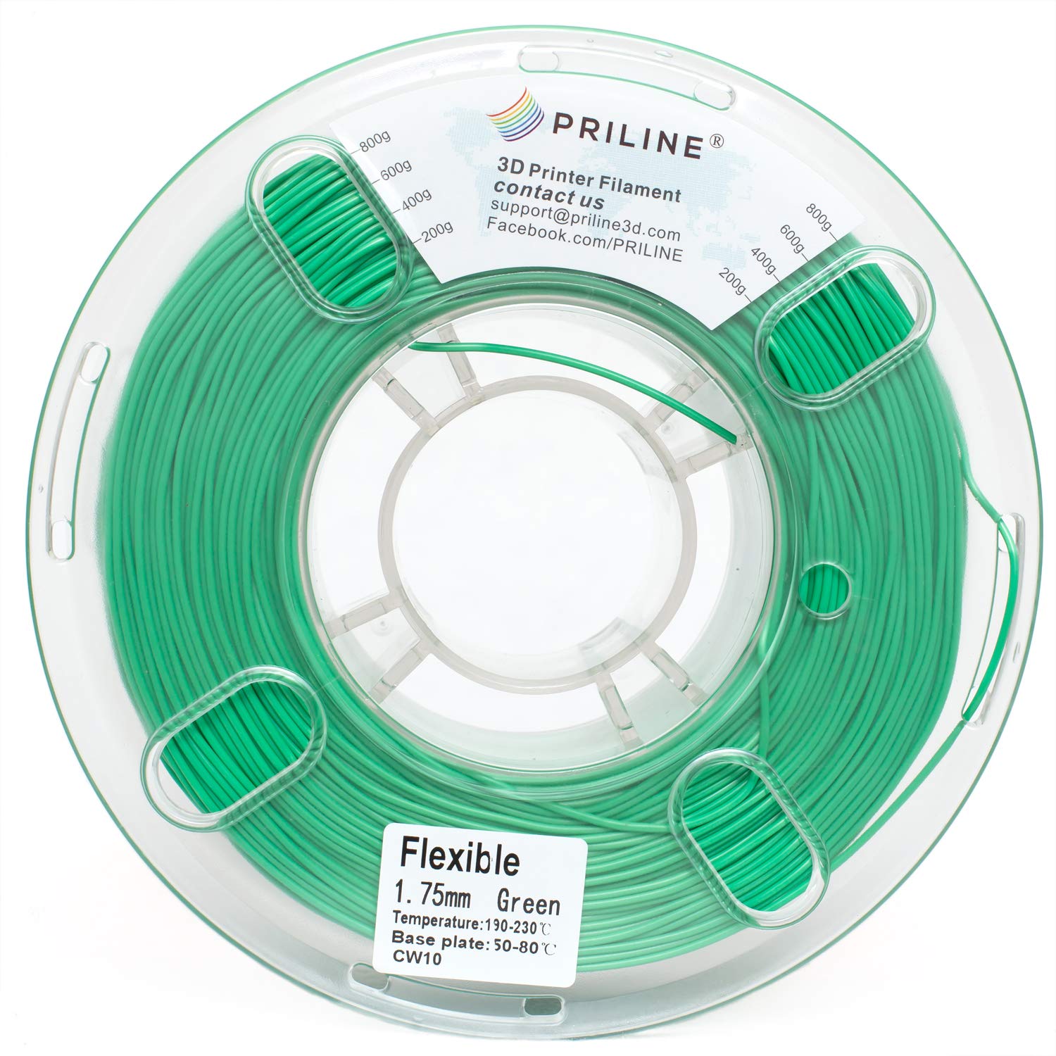 Priline Tpu Filament,Priline 98A Tpu Flexible Soft 3D Printer Filament,1Kg 1.75Mm Spool Durable Tpu Flexible Material, Green