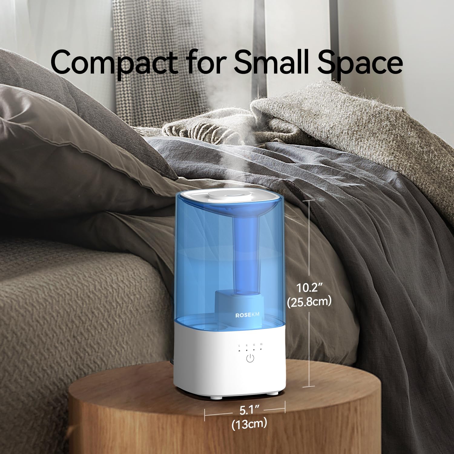 Rosekm Cool Mist Humidifiers For Bedroom, 2.0L Small Humidifier For Baby And Plant, Last Up To 10H On Max Mist Setting, Auto Shu