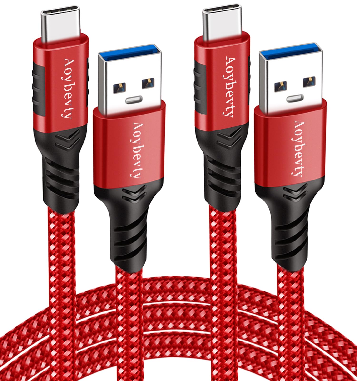 Aoybevty Usb A To Usb C Cable 3.3Ft+6.6Ft (Red), 10Gbps Data Transfer And 60W 3A Fast Charging Cable, Usb C 3.1/3.2 Cable For Sa