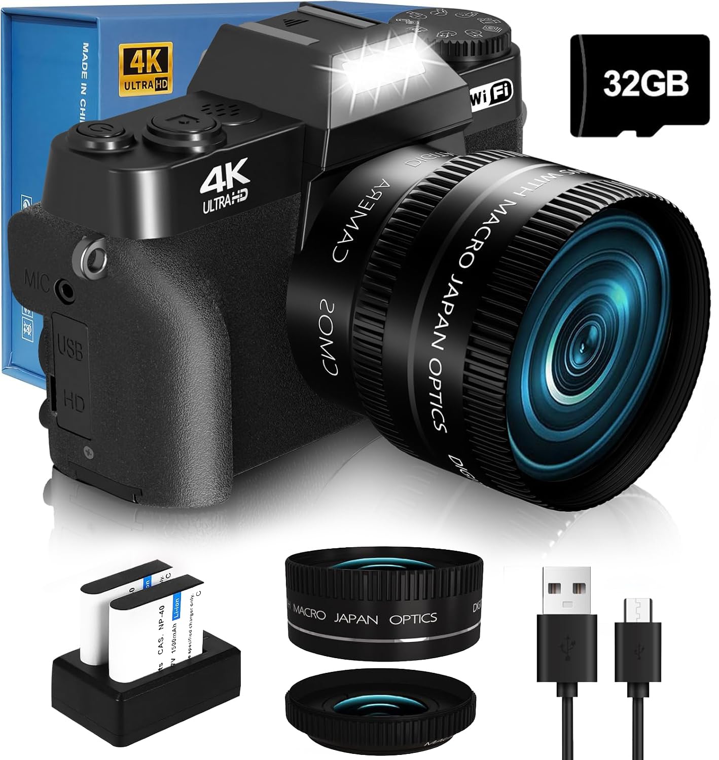 2024 Upgrade 4K 56MP Digital Camera for Photography NIKICAM Vlogging Camera for YouTube with 180 Flip Screen, WiFi,16X Digital Z
