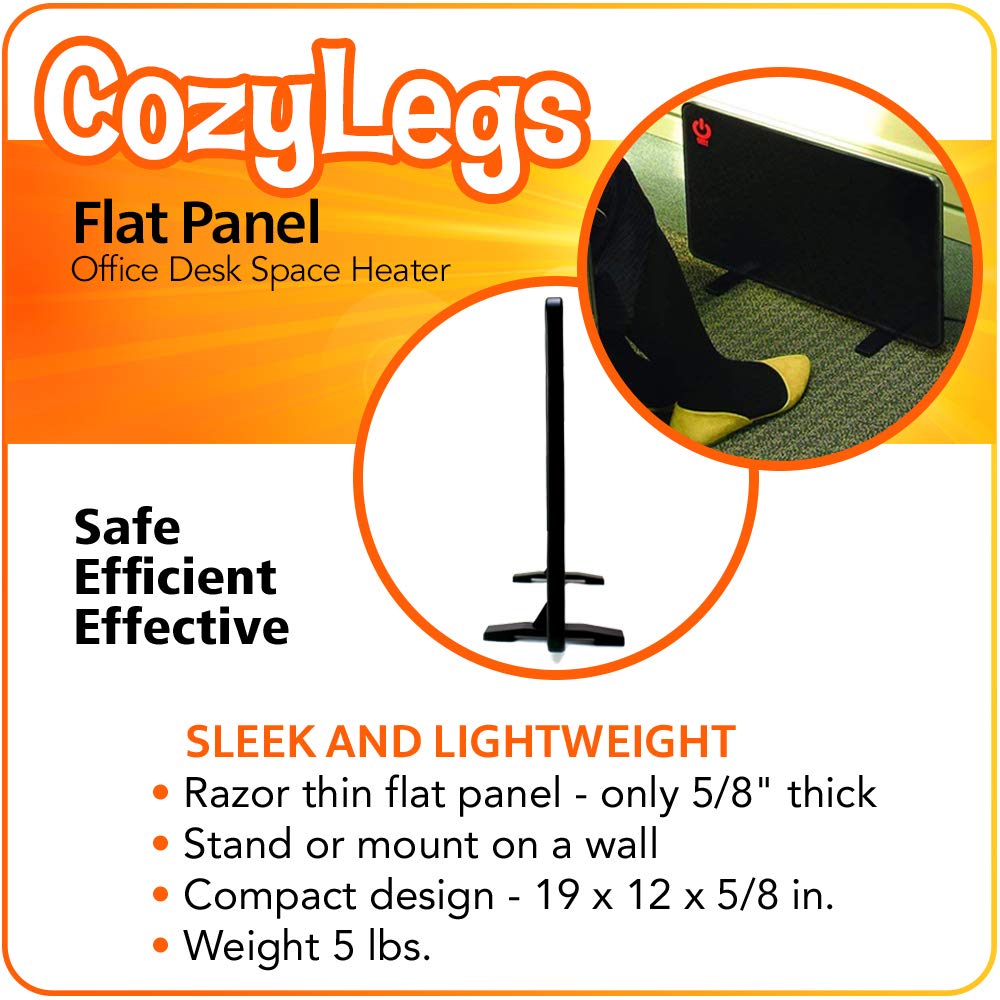 Cozy Products New And Improved Cozy Legs, Flat Panel Space Heater For Home And Office, Portable Heater With Built In Thermostat,
