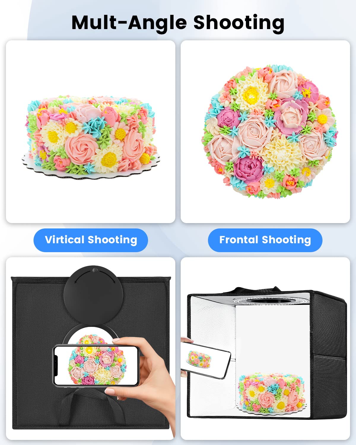 Fasonic 12''X12'' Portable Photo Studio Light Box Photography, Professional Dimmable Shooting Tent Kit With 120 Led Lights & 6 B