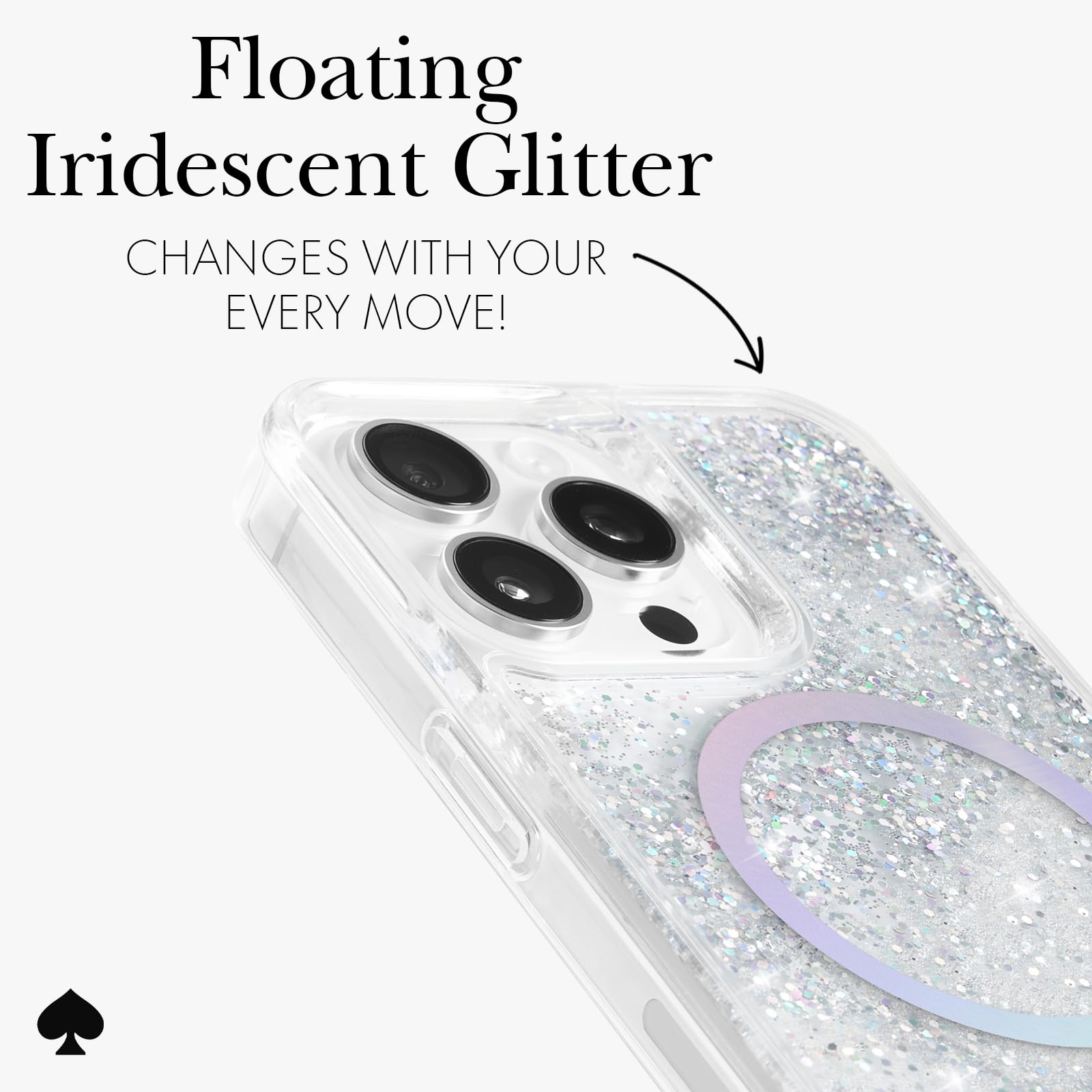 Kate Spade New York Iphone 15 Pro Max Case, Compatible With Magsafe   Liquid Glitter Iridescent