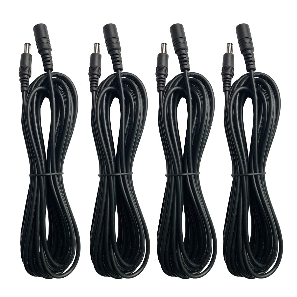 4 Pack Power Extension Cable 6.5FT (2M), 5.5mm x 2.1mm dc 12v Power Supply Adapter Extension Cord Male to Female Plug Cable for 