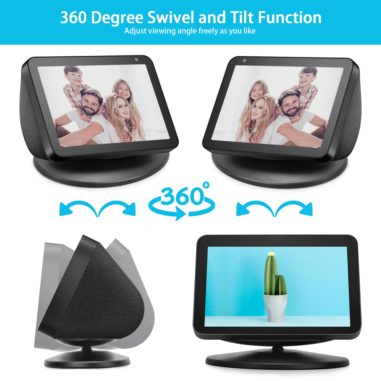 Stand For Echo Show 8(1St Gen& 2Nd Gen), Adjustable Alexa Stand Magnetic Mount Accessories,360 Degree Swivel, Tilt Function, Ant