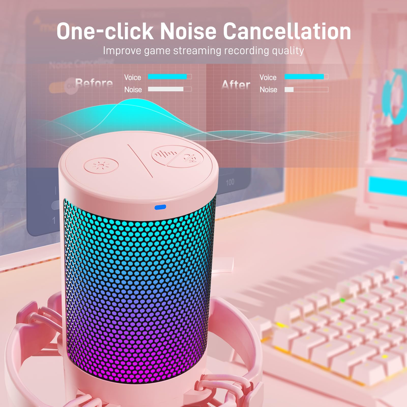 Maono Gaming Microphone With Noise Cancellation, Usb Condenser Mic For Streaming, Podcast, Twitch, Youtube, Discord, Pc Desktop