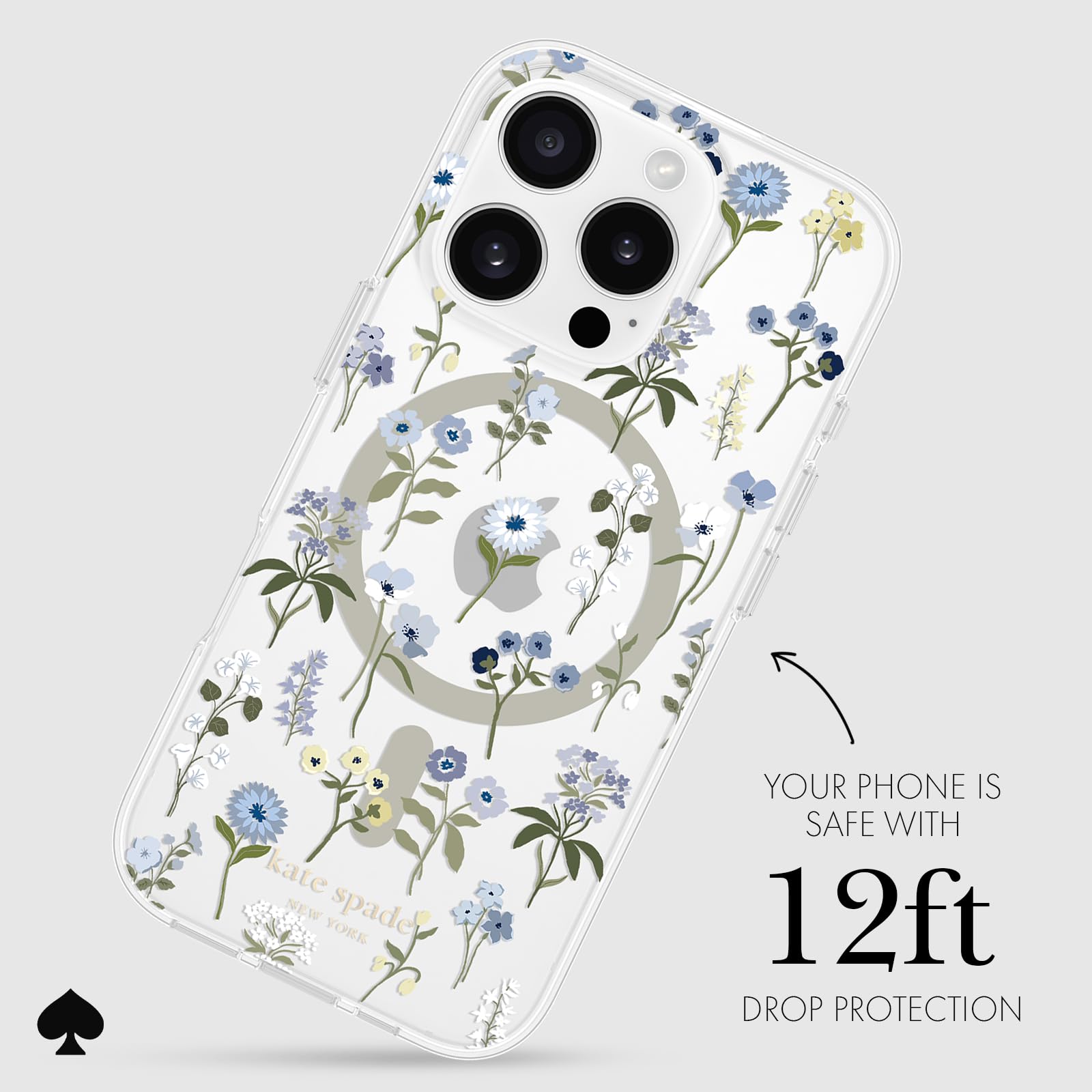 kate spade new york iPhone 16 Pro Case - MagSafe Compatible Designer Case in Precious Bloom - Stylish Protection for Your Phone