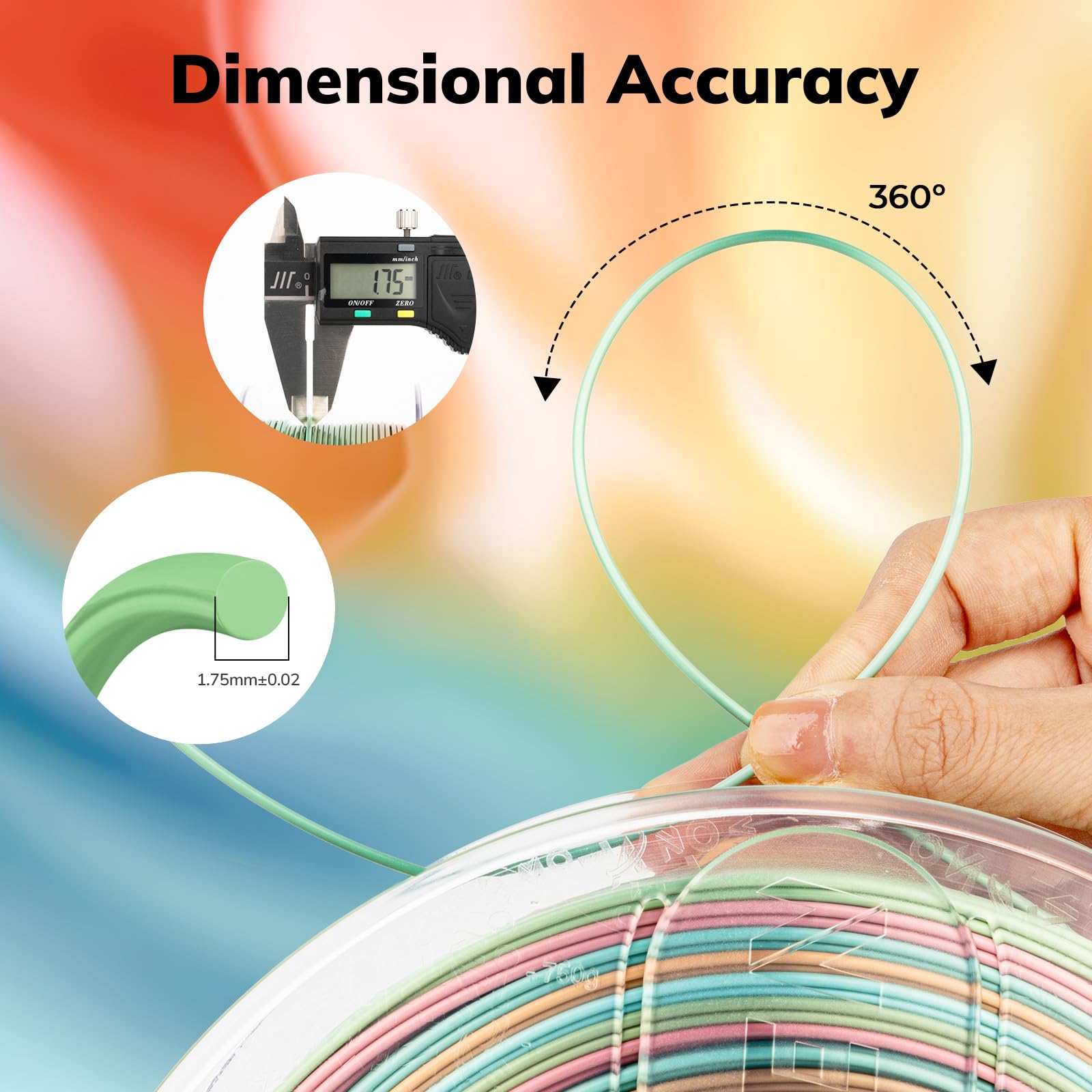 Amolen Silk Pla 3D Printer Filament, Shiny Multicolor Fusion Rainbow Pla Filament 1.75Mm, Gradient Color Change Pla 3D Printing
