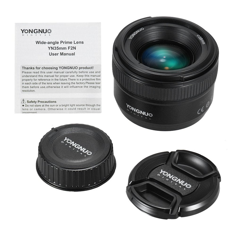 Yongnuo Yn35Mm F2N Lens, 1:2 Af Mf Wide-Angle Fixed Prime Auto Focus Lens For Nikon Dslr Cameras