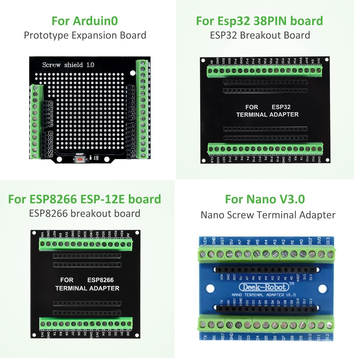 3 Pack 38Pin Esp32 Breakout Board, Aideepen Esp32 Esp32S Breakout Board Gpio 1 Into 2 For 38Pin Narrow Version Nodemcu 32S