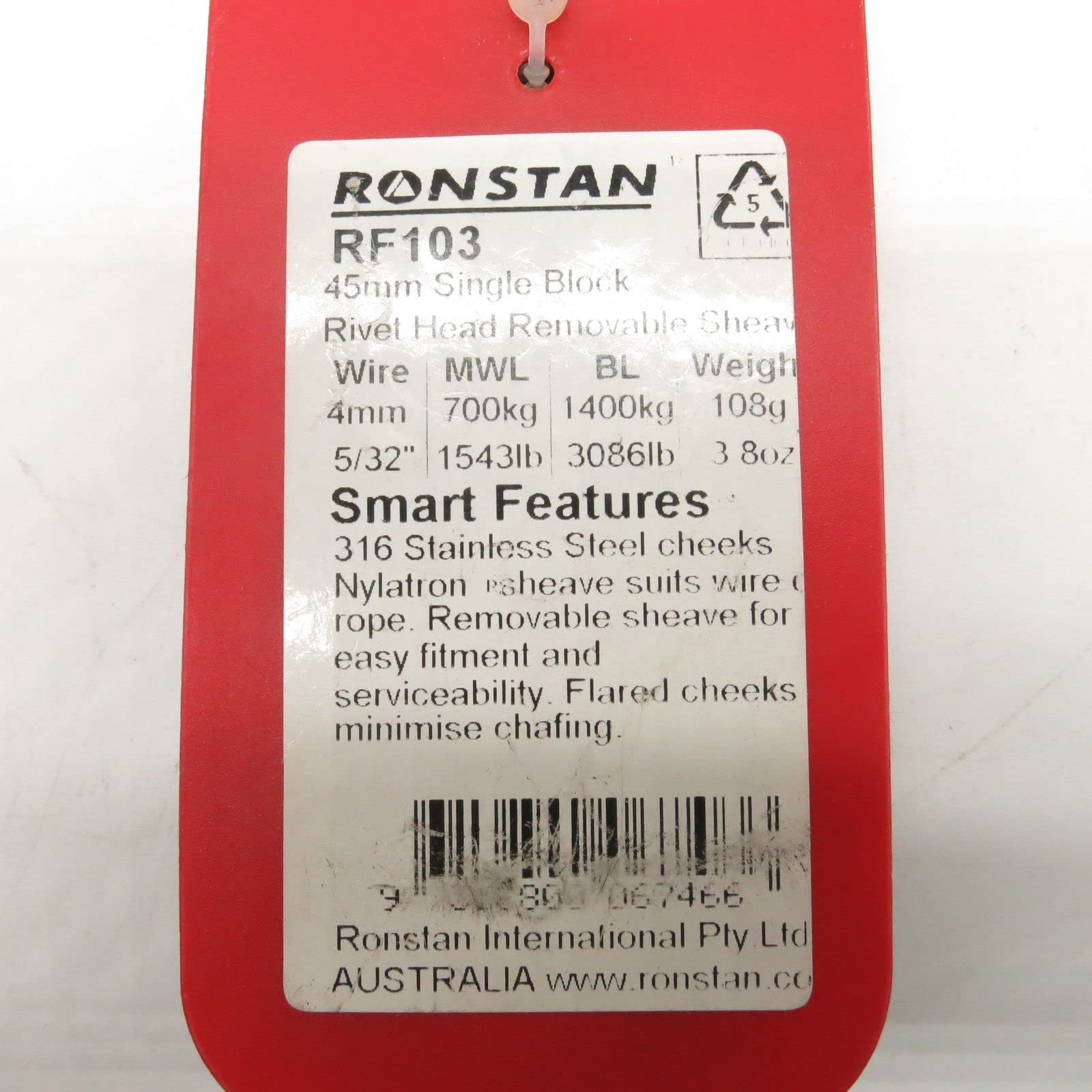 Pulley Block, Wire Rope, Fixed Eye,WBIASB005CAZSO6