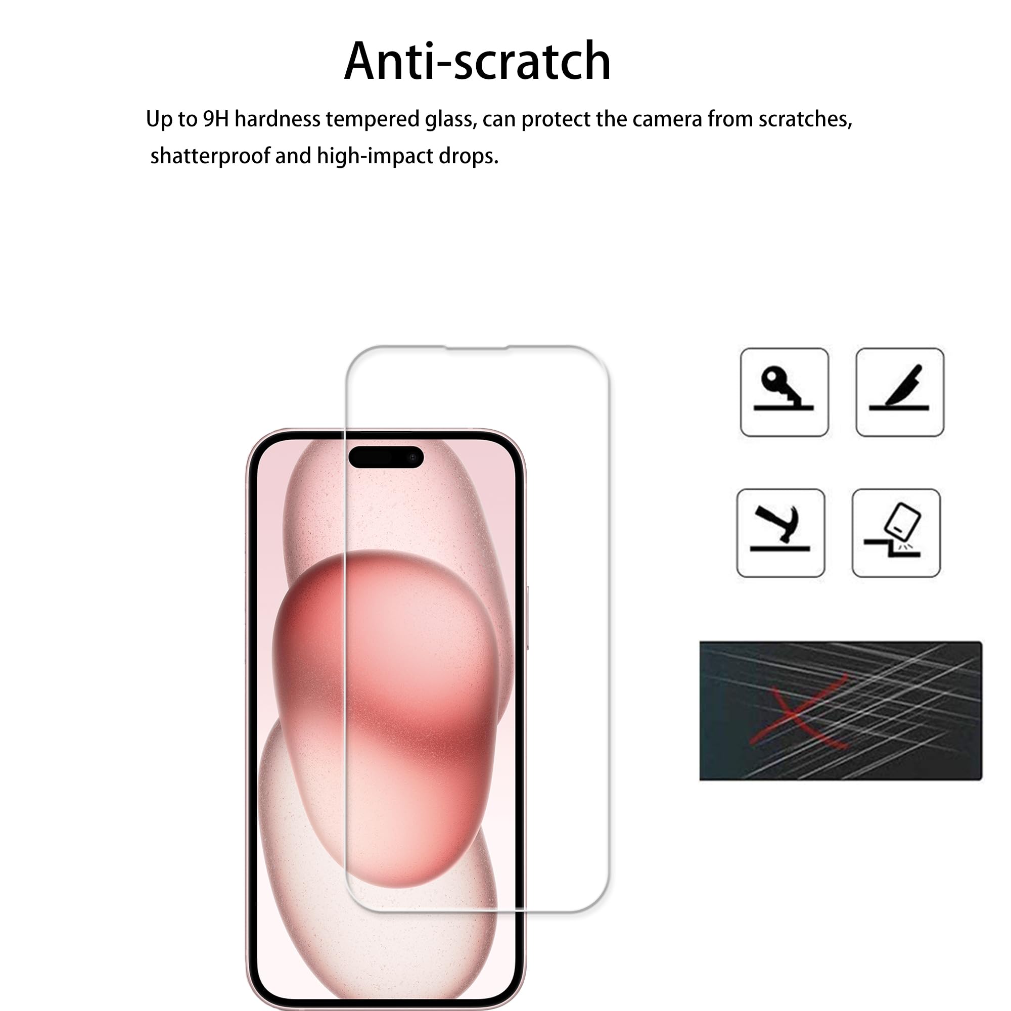 Hkkais Screen Protector For Iphone15 Plus Tempered Glass Film With Easy Alignment Tool 3 Pack