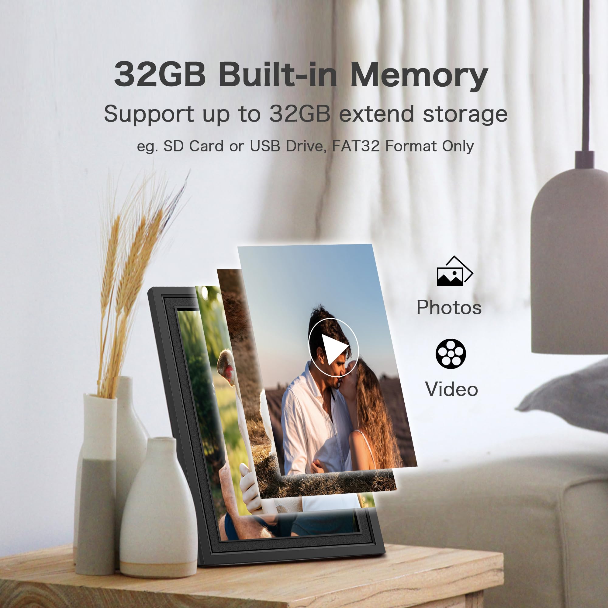 Digital Picture Frame Wifi, 10.1 Inch Frameo Digital Photo Frame 32Gb Memory, 1280 * 800 Touch Screen, Auto Rotate, Share Pictur