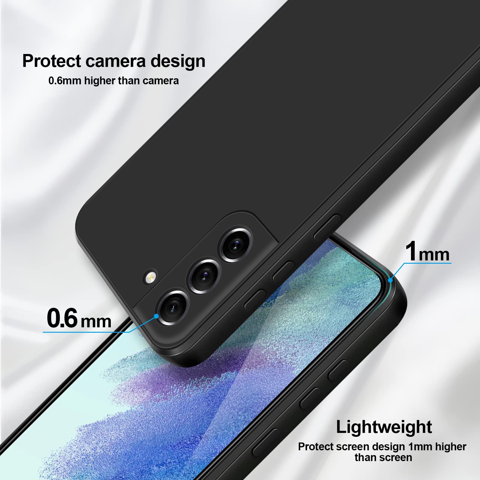 Giiyoon Silicone Case Compatible With Samsung Galaxy S21 Fe 5G, Full Body Silky Soft Touch Phone Case With Camera Protection, Sh