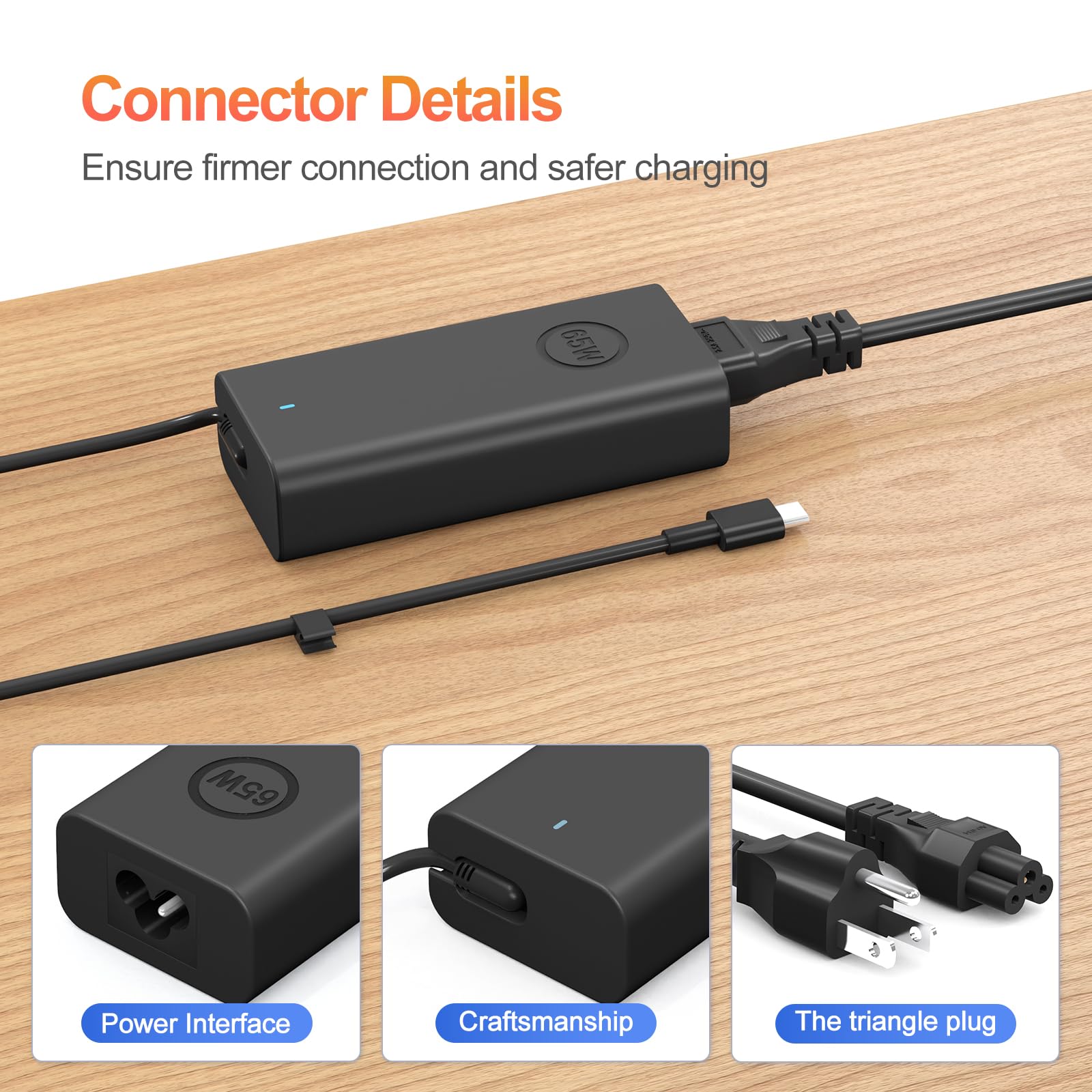 65W Usb C Dell Laptop Charger For Dell Latitude 5000 Series 5420 5520 5530 5430 5540, Inspiron 14 7420 7425 And Xps Series Type