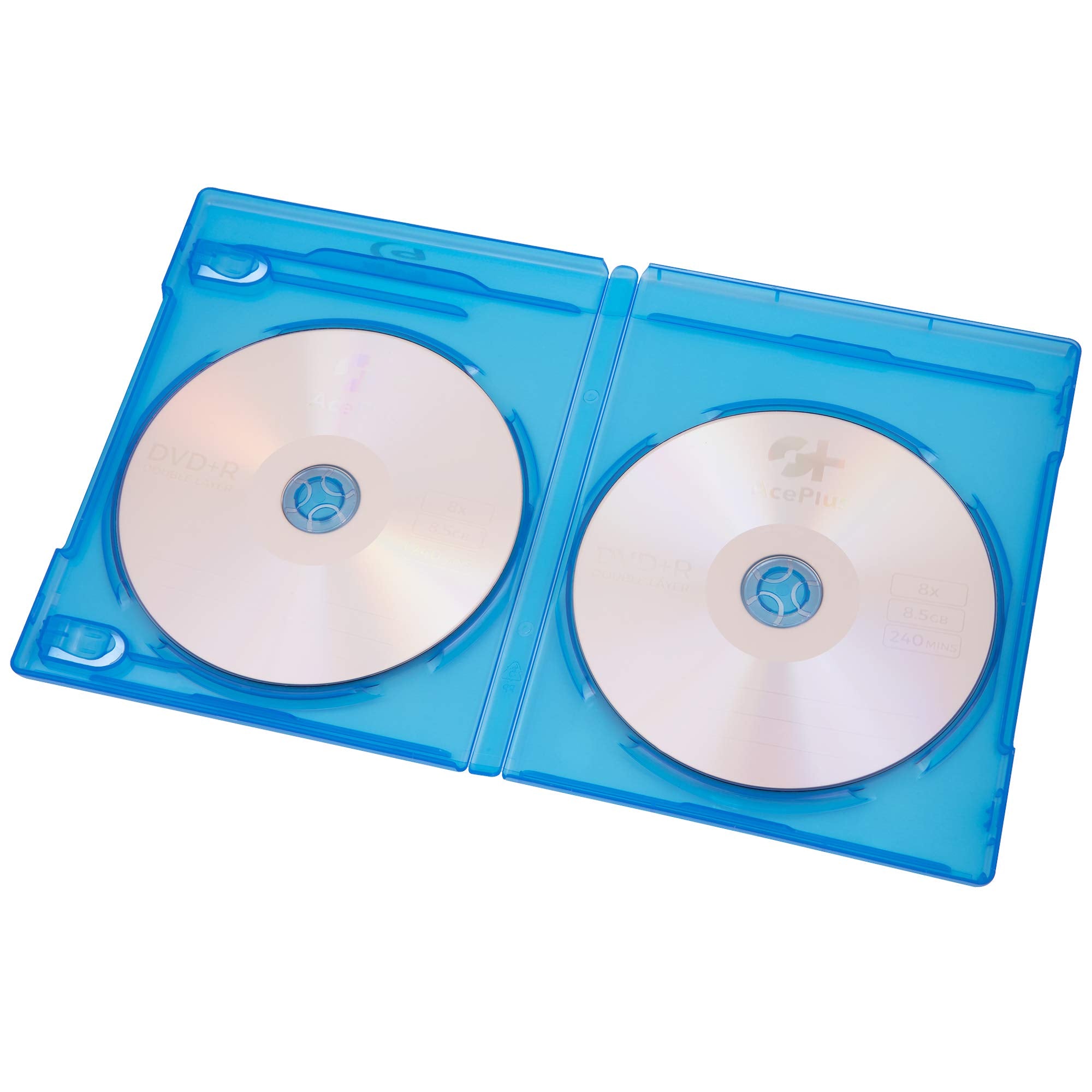 Aceplus Double 2 Disc Blu Ray Cases With 12Mm Standard Thickness, Screen Printed Logo And Clear Wrap Around Sleeve (10 Pack)